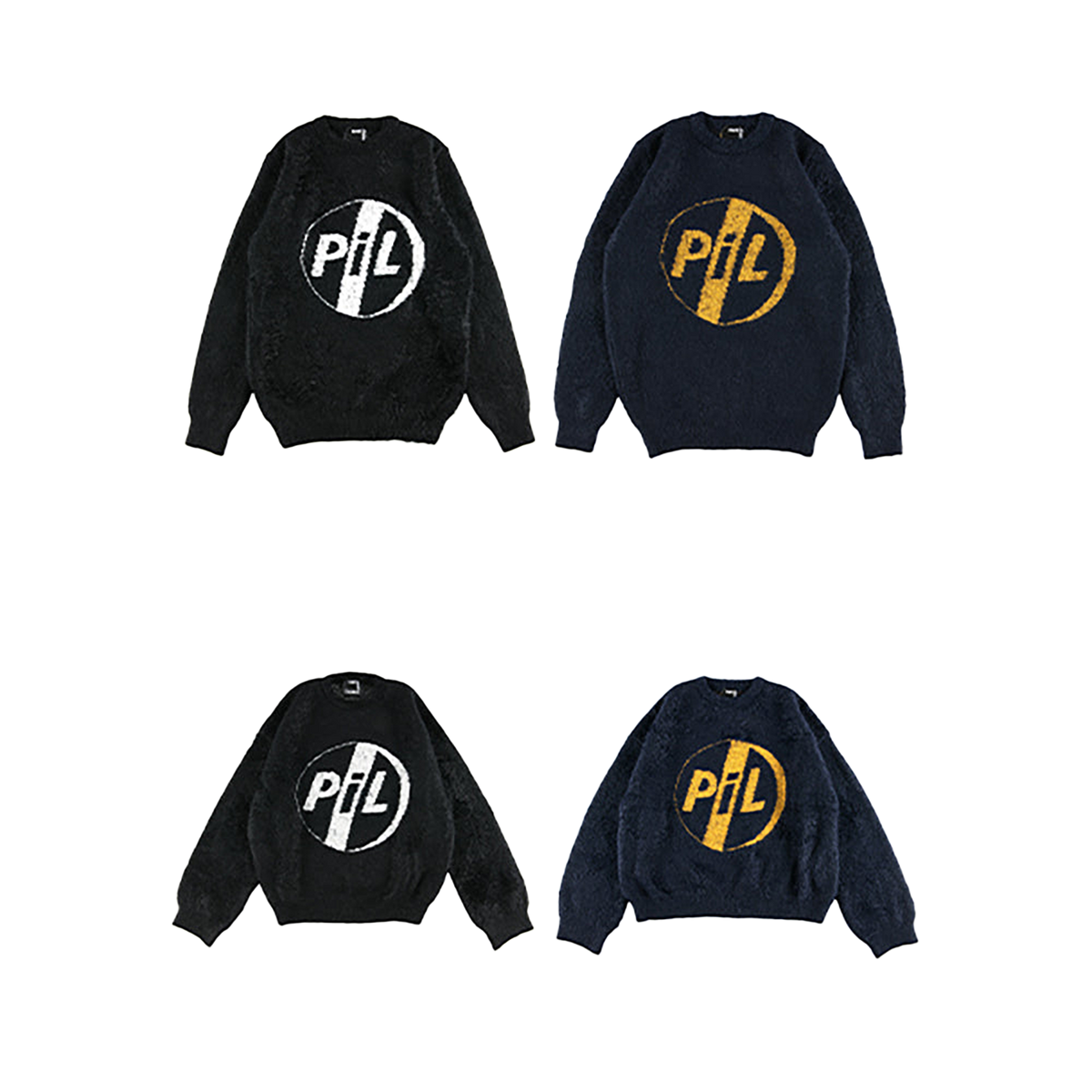 KNIT GANG COUNCIL "PIL" CREW NECK SWEATER "LOGO" BLACK／NAVY