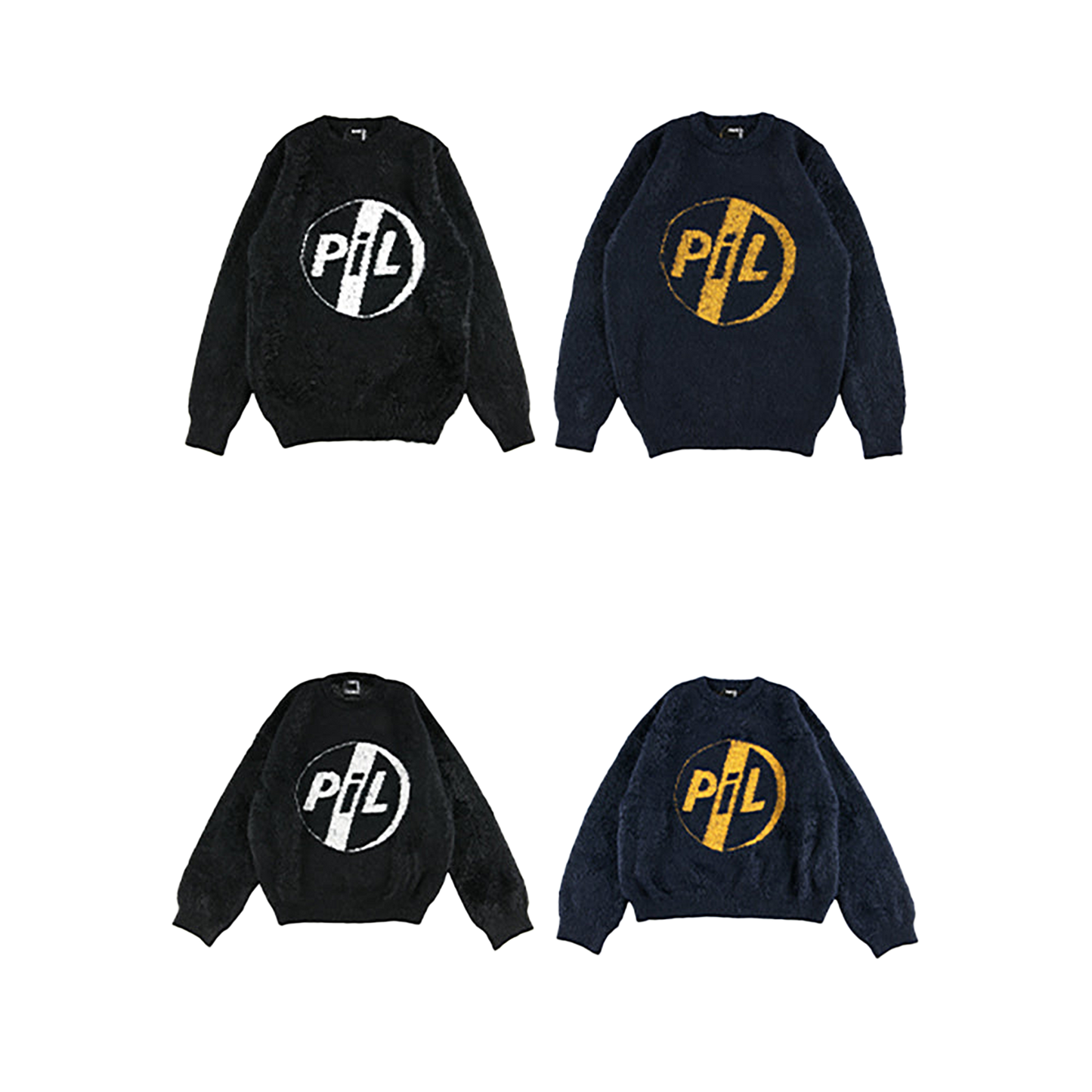KNIT GANG COUNCIL "PIL" CREW NECK SWEATER "LOGO" BLACK／NAVY