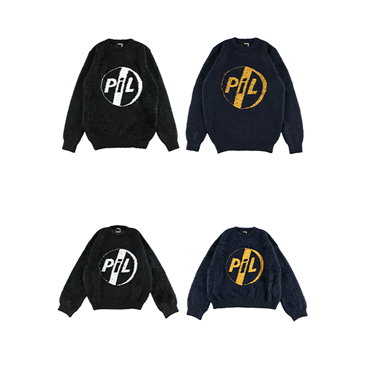 KNIT GANG COUNCIL "PIL" CREW NECK SWEATER "LOGO" BLACK／NAVY