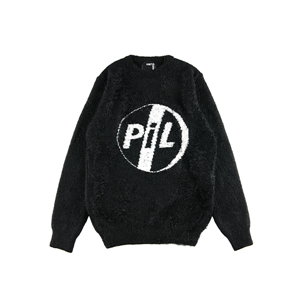 KNIT GANG COUNCIL "PIL" CREW NECK SWEATER "LOGO" BLACK／NAVY_1