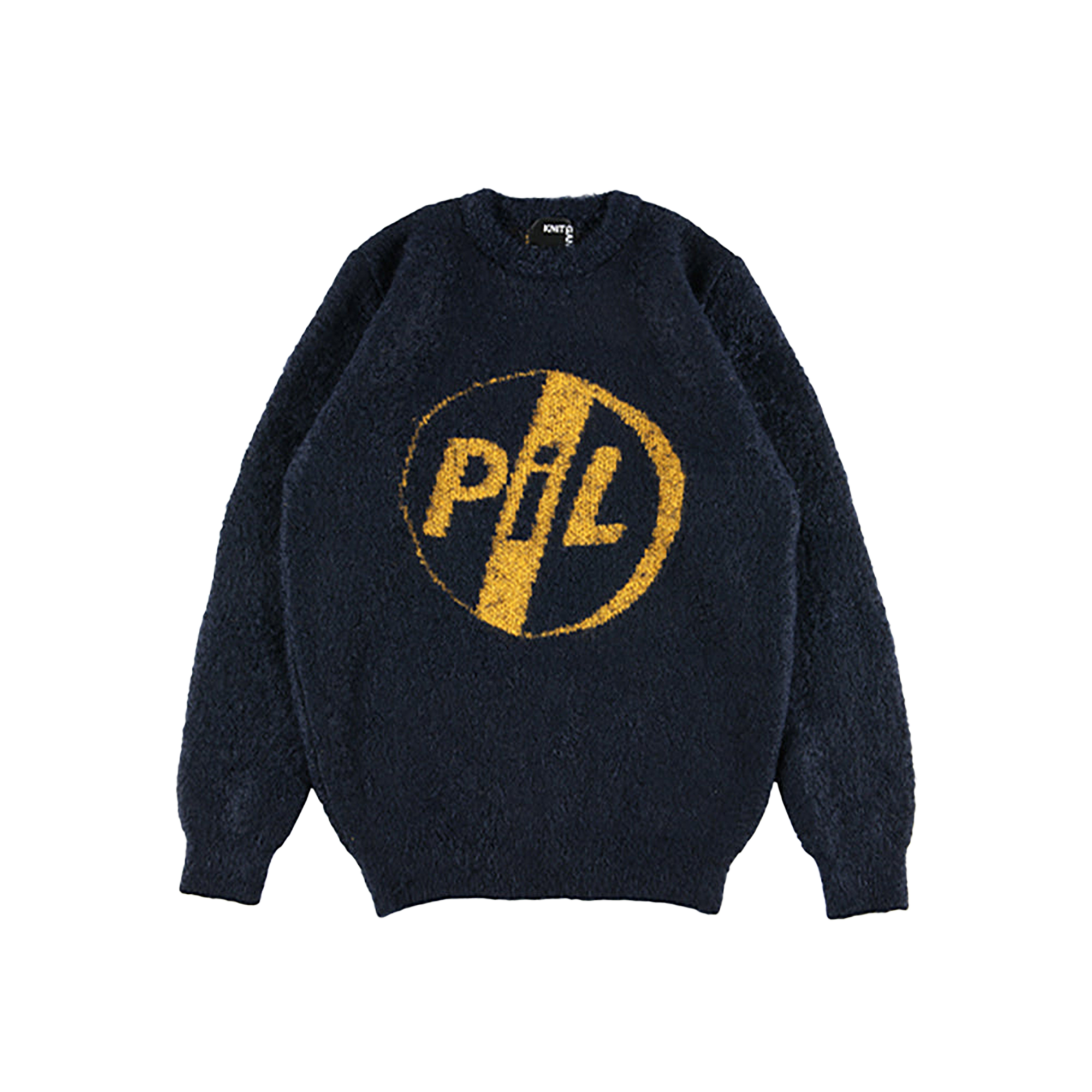 KNIT GANG COUNCIL "PIL" CREW NECK SWEATER "LOGO" BLACK／NAVY