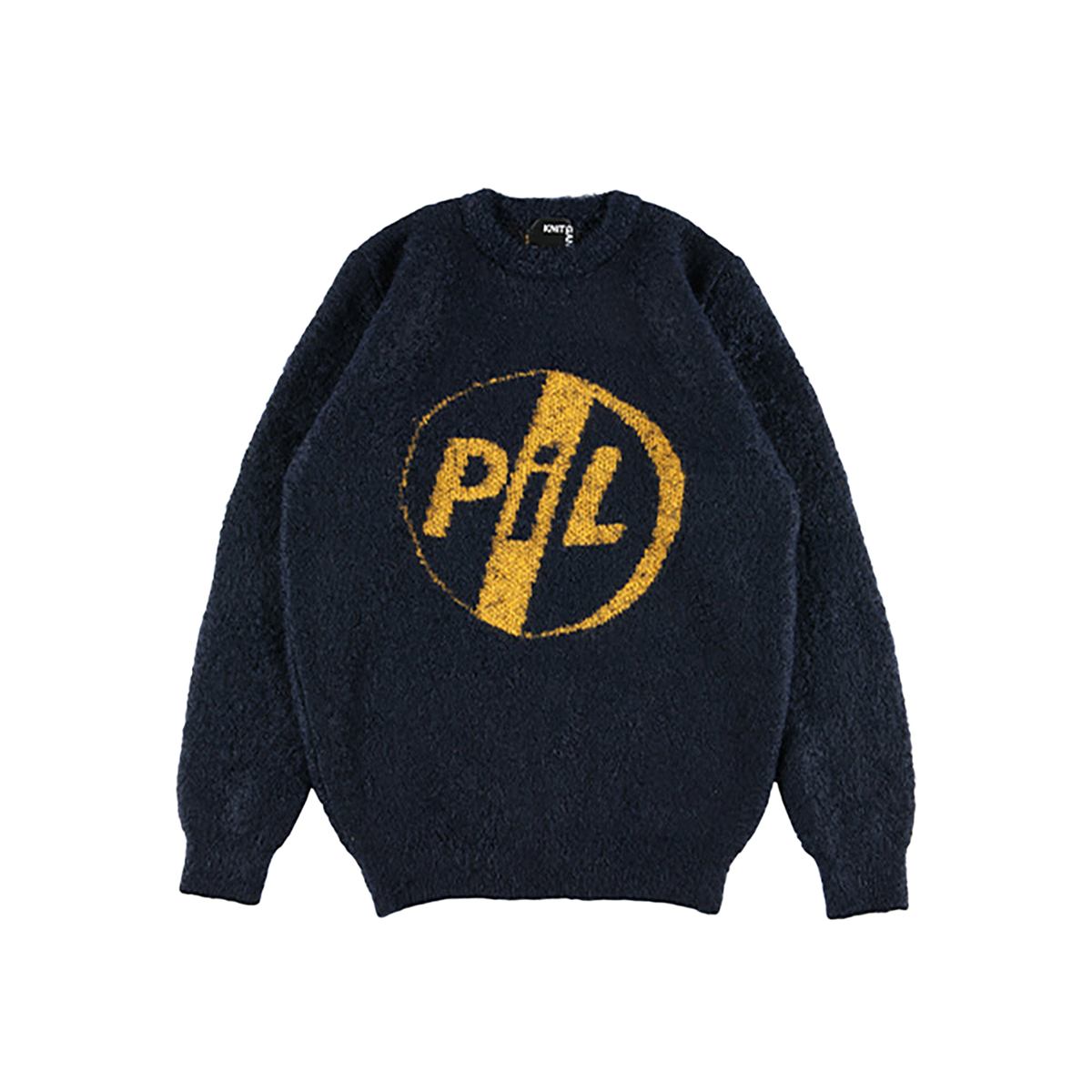 KNIT GANG COUNCIL "PIL" CREW NECK SWEATER "LOGO" BLACK／NAVY