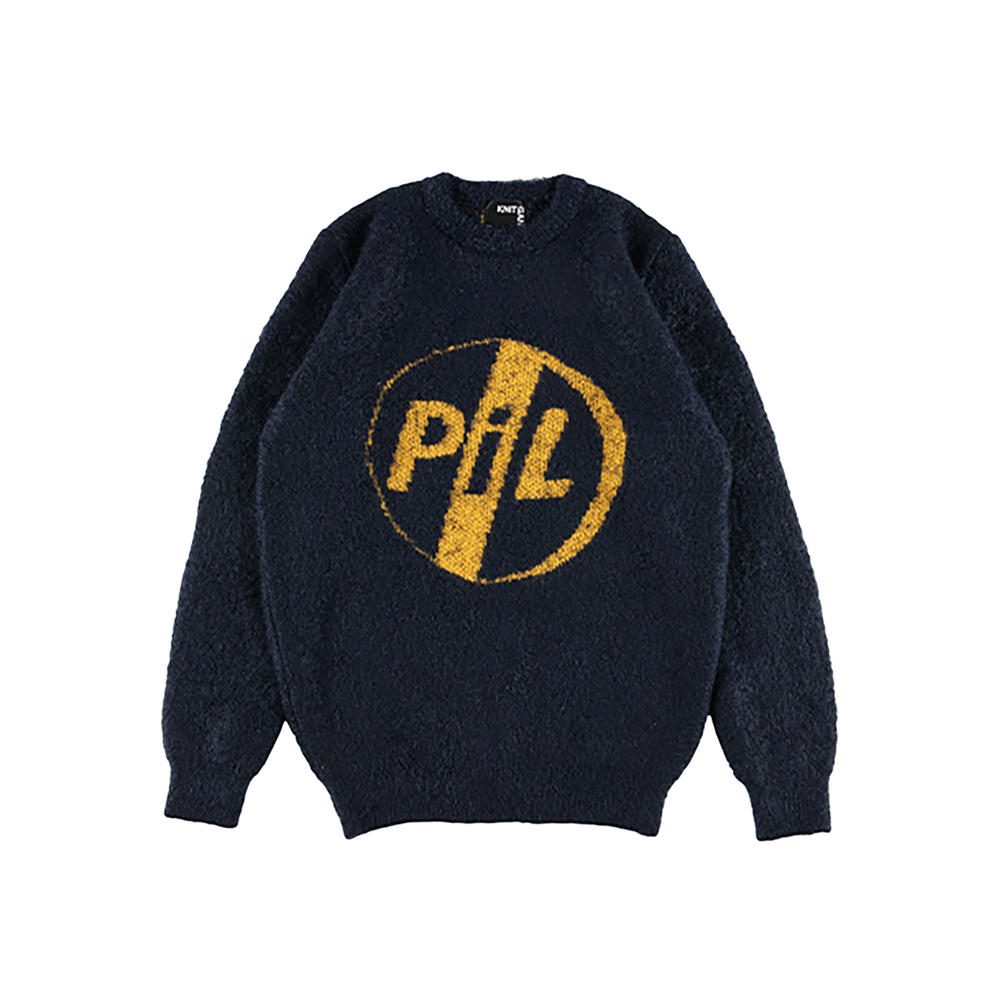 KNIT GANG COUNCIL "PIL" CREW NECK SWEATER "LOGO" BLACK／NAVY