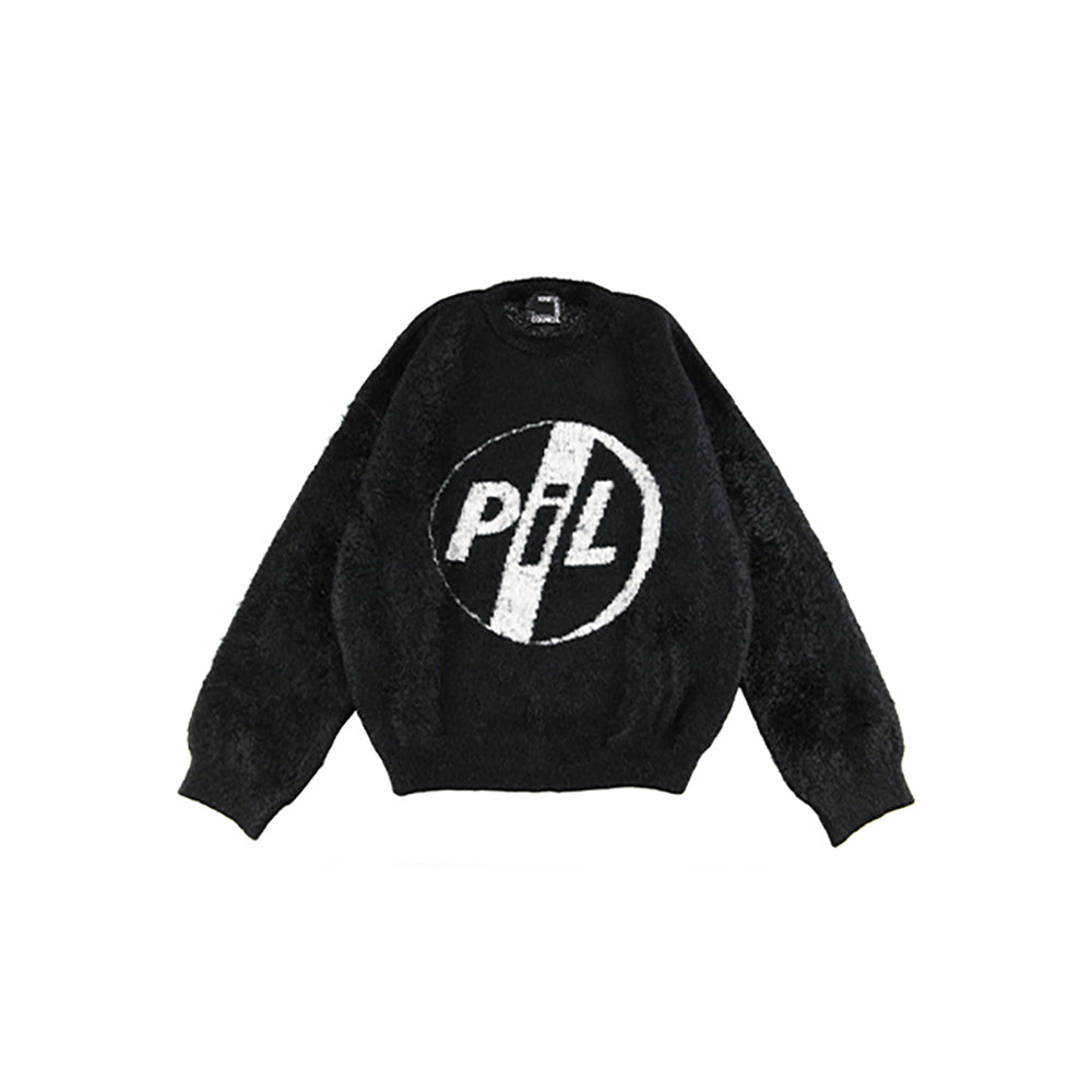 KNIT GANG COUNCIL "PIL" CREW NECK SWEATER "LOGO" BLACK／NAVY_3