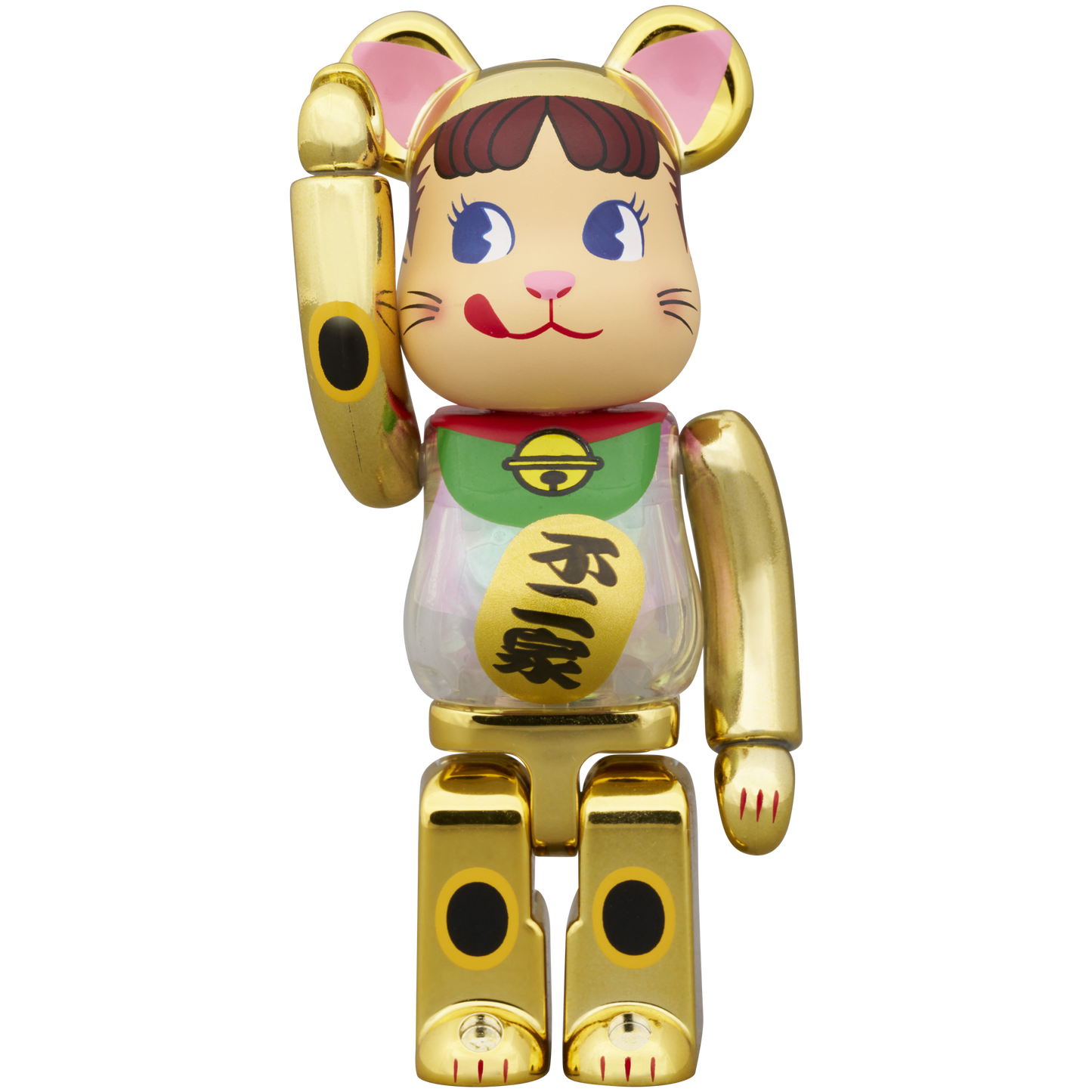 BE@RBRICK Manekineko Peko-chan Gold plated with luminescent milky 100％ & 400％
