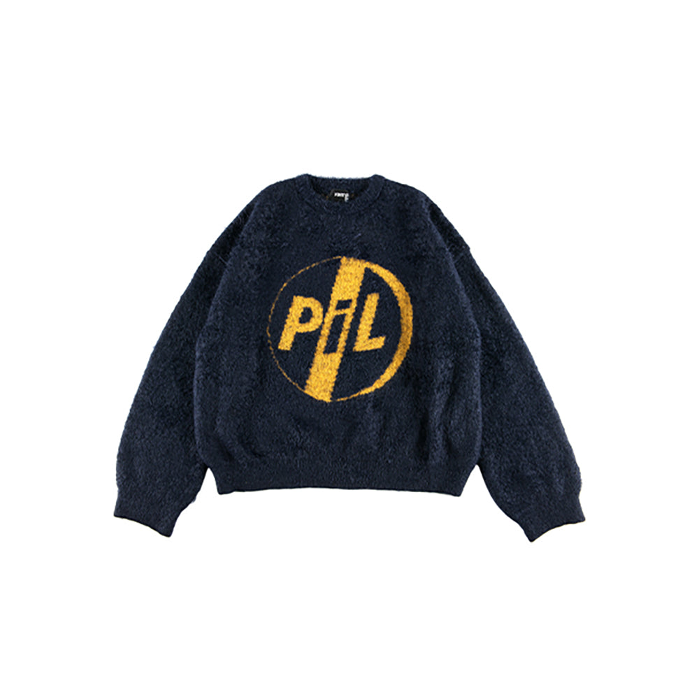 KNIT GANG COUNCIL "PIL" CREW NECK SWEATER "LOGO" BLACK／NAVY_4