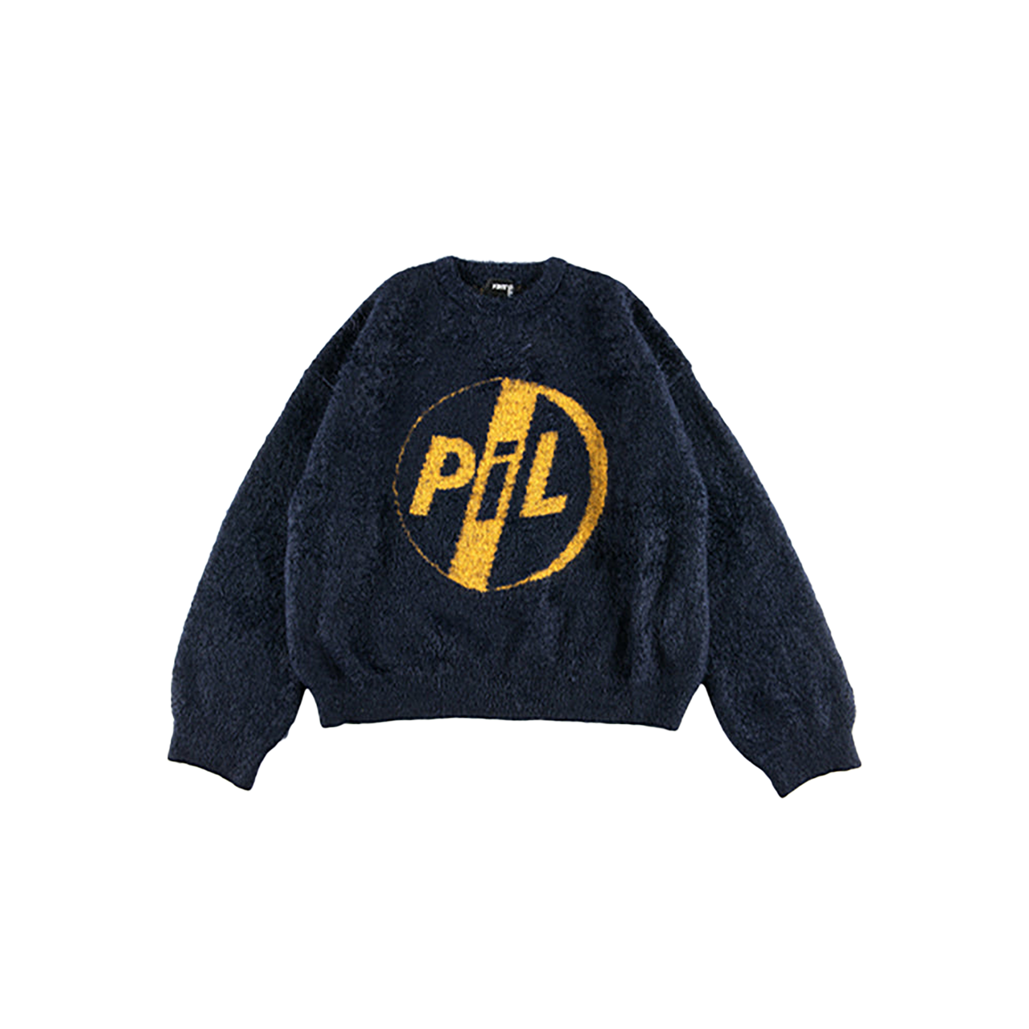 KNIT GANG COUNCIL "PIL" CREW NECK SWEATER "LOGO" BLACK／NAVY