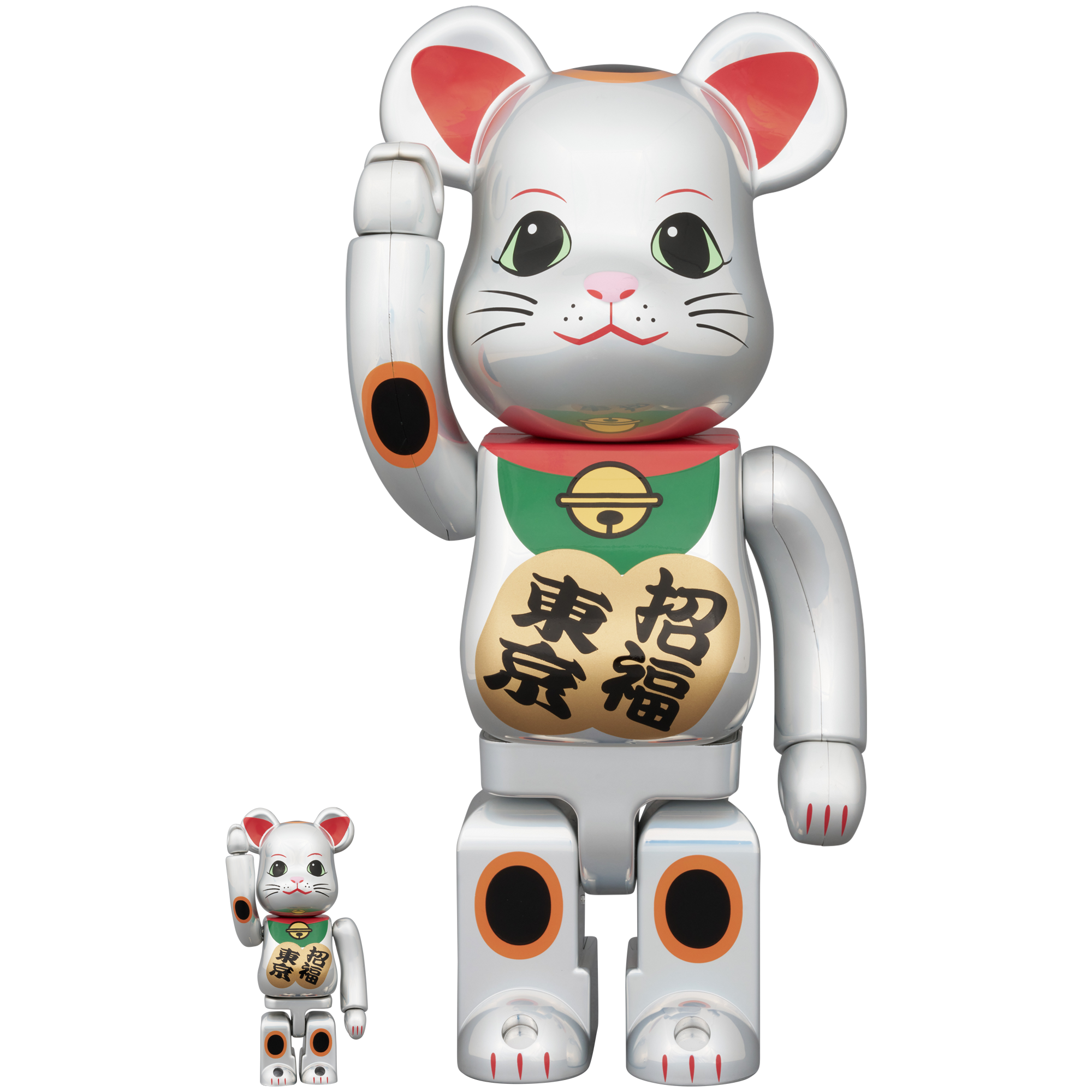 BE@RBRICK Lucky Cat Lucky Tokyo Deep Silver Plated 100% & 400%
