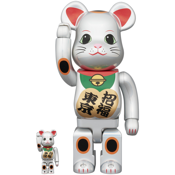 BE@RBRICK Lucky Cat Lucky Tokyo Deep Silver Plated 100% & 400 BE@RBRICK Lucky Cat Lucky Tokyo Deep Silver Plated 100% & 400