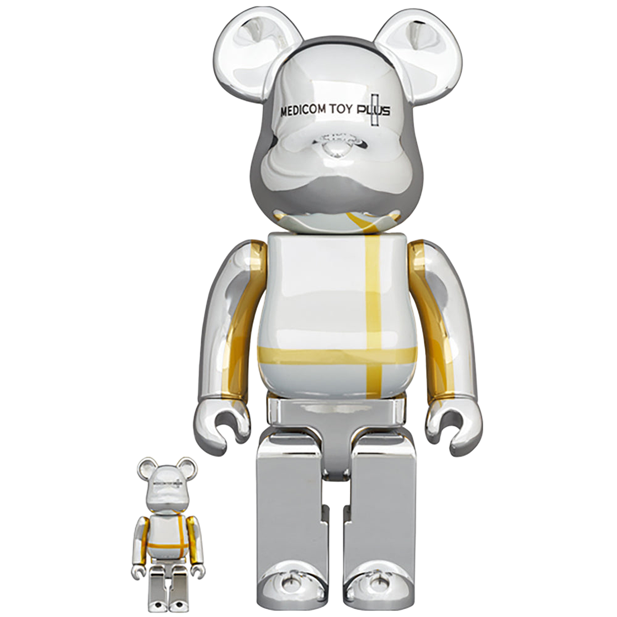 BE@RBRICK MEDICOM TOY PLUS SILVER CHROME Ver. 100％ & 400％