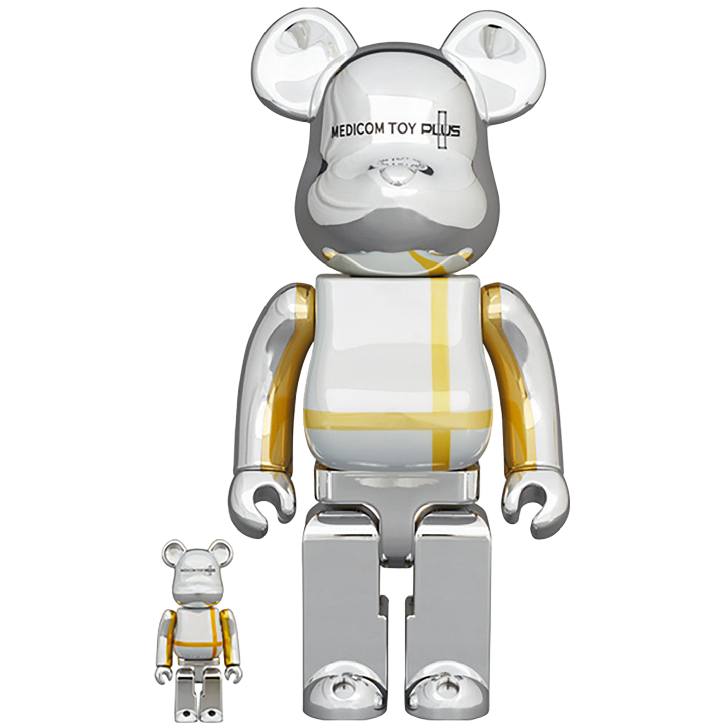BE@RBRICK MEDICOM TOY PLUS SILVER CHROME Ver. 100％ & 400％