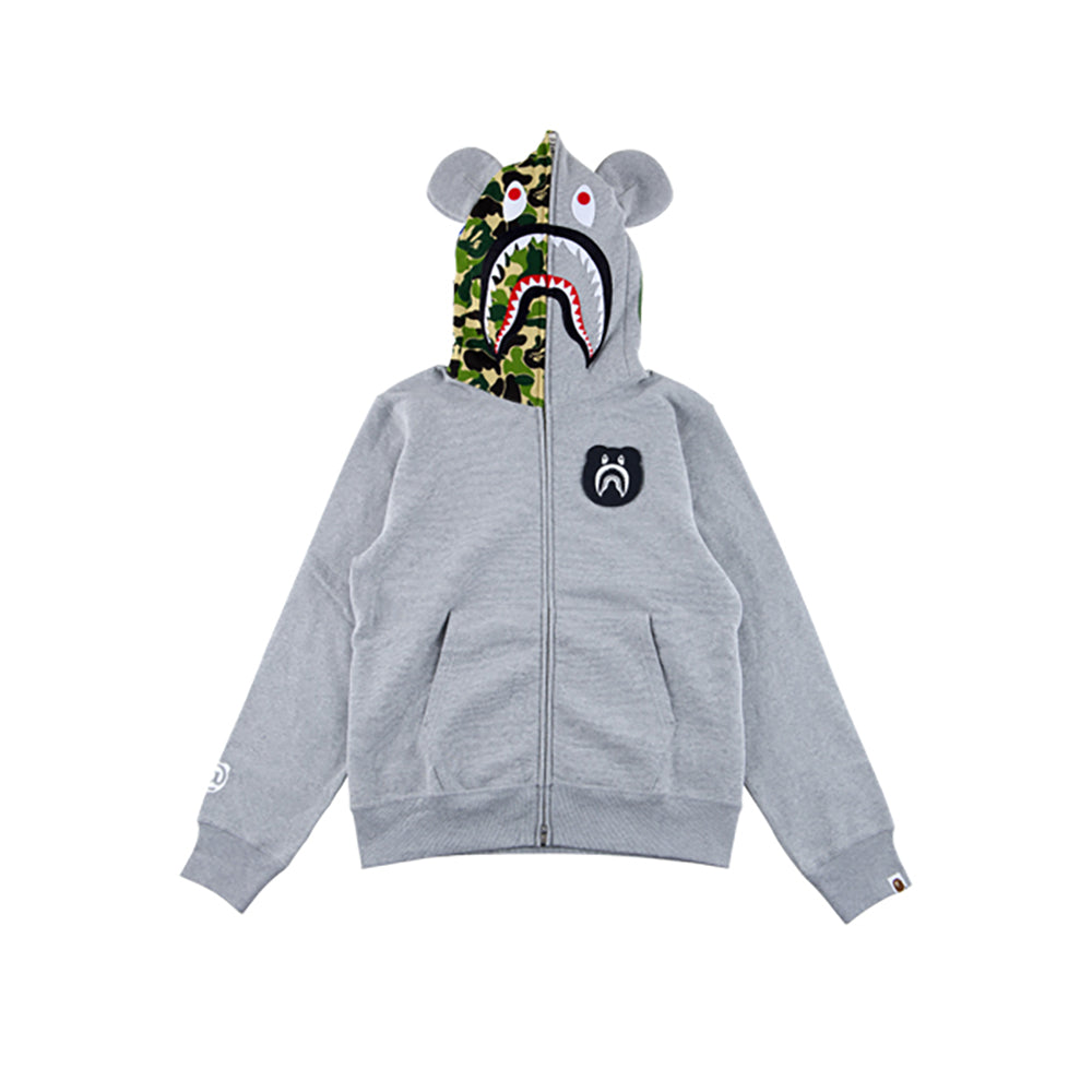 BAPE(R) CAMO SHARK BE@R FULL ZIP HOODIE (BLACK/GRAY/CAMO)_1