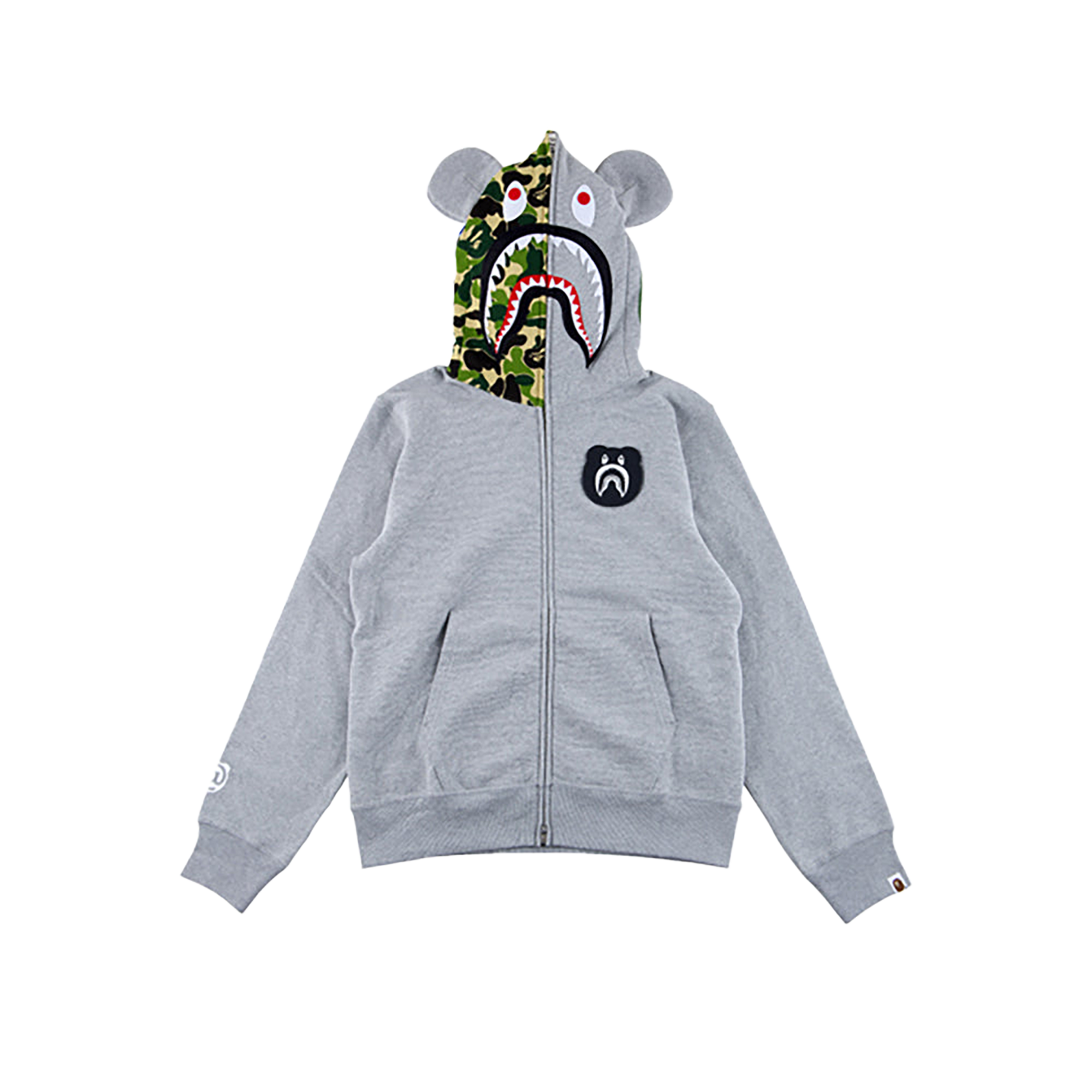 BAPE(R) CAMO SHARK BE@R FULL ZIP HOODIE (BLACK/GRAY/CAMO)