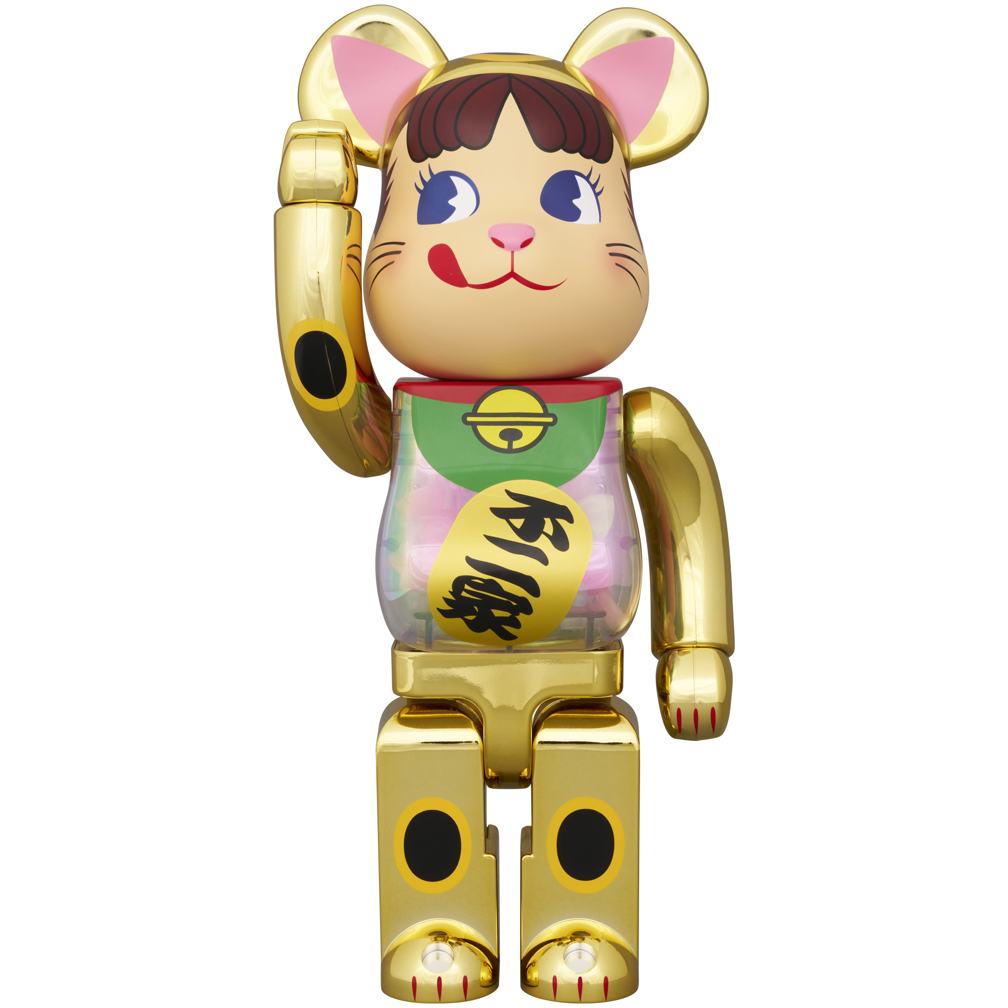 BE@RBRICK Manekineko Peko-chan Gold plated with luminescent milky 100％ & 400％

