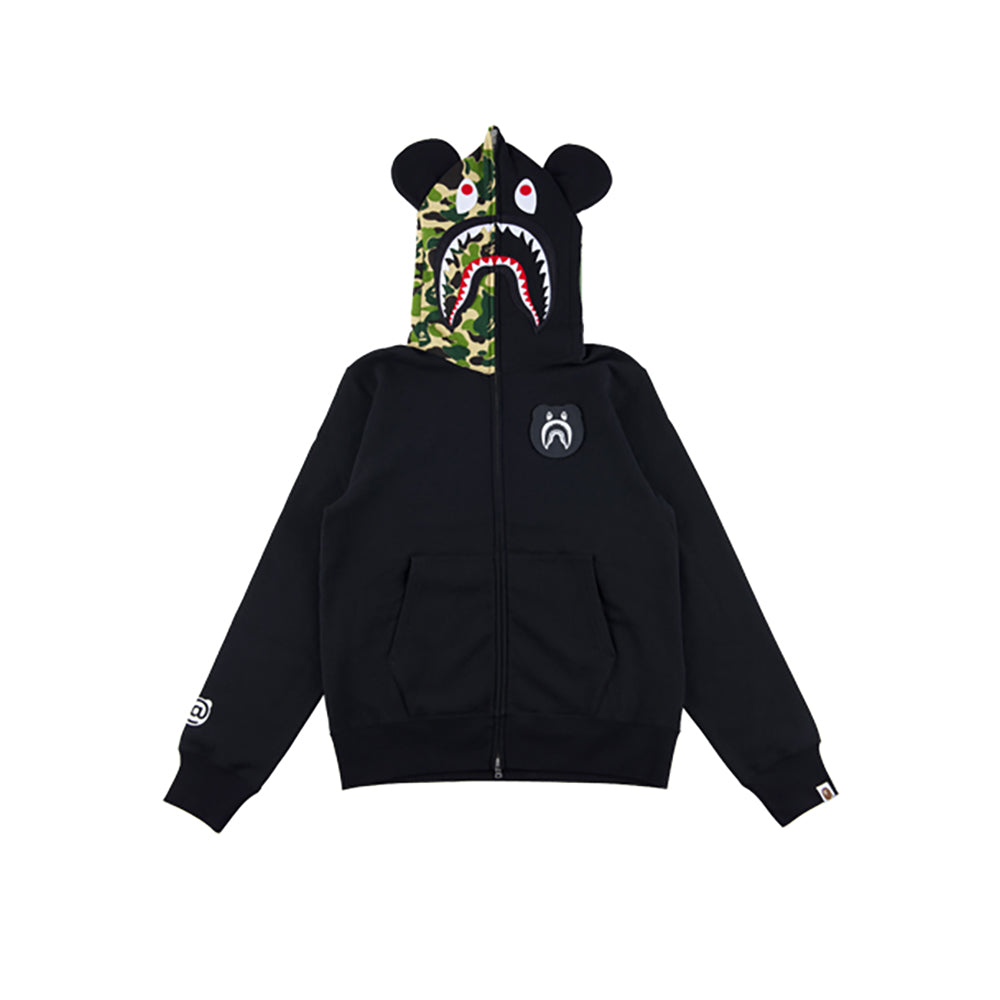 BAPE(R) CAMO SHARK BE@R FULL ZIP HOODIE (BLACK/GRAY/CAMO)_2