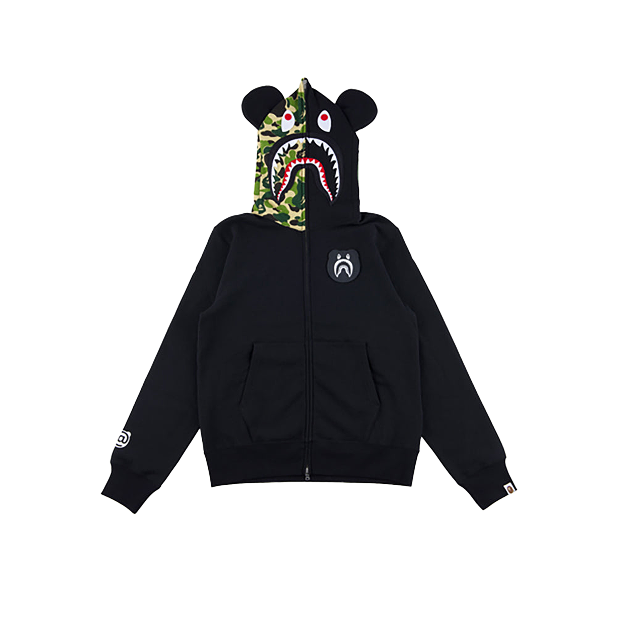 BAPE(R) CAMO SHARK BE@R FULL ZIP HOODIE (BLACK/GRAY/CAMO)