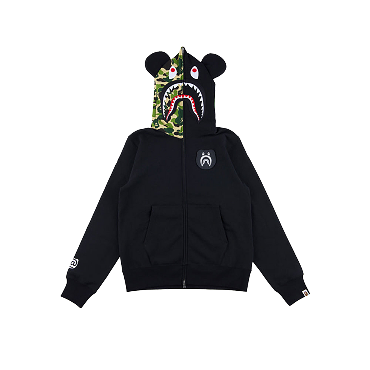 BAPE(R) CAMO SHARK BE@R FULL ZIP HOODIE (BLACK/GRAY/CAMO)