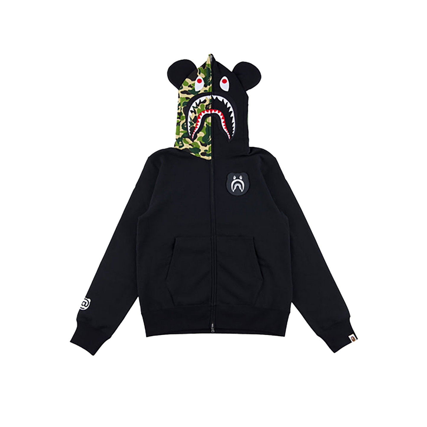 BAPE(R) CAMO SHARK BE@R FULL ZIP HOODIE (BLACK/GRAY/CAMO)