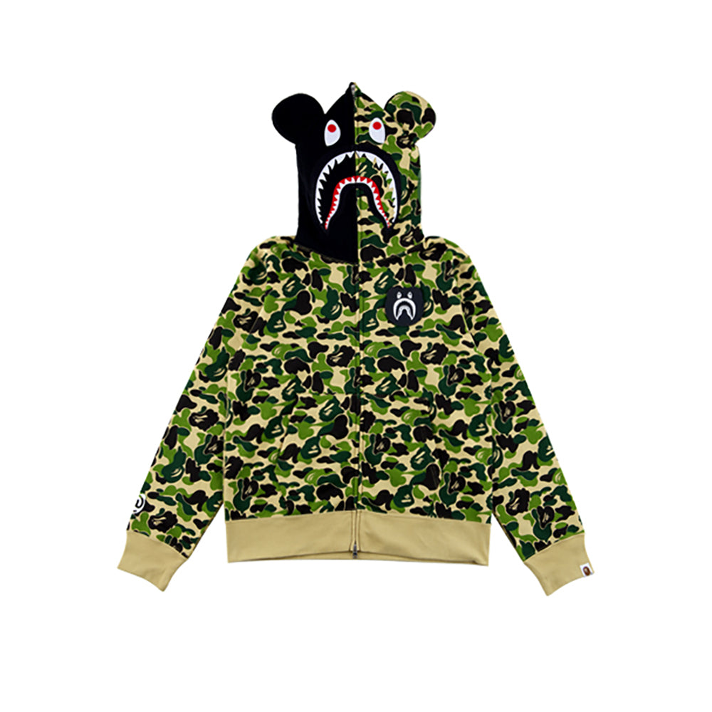 BAPE(R) CAMO SHARK BE@R FULL ZIP HOODIE (BLACK/GRAY/CAMO)_3
