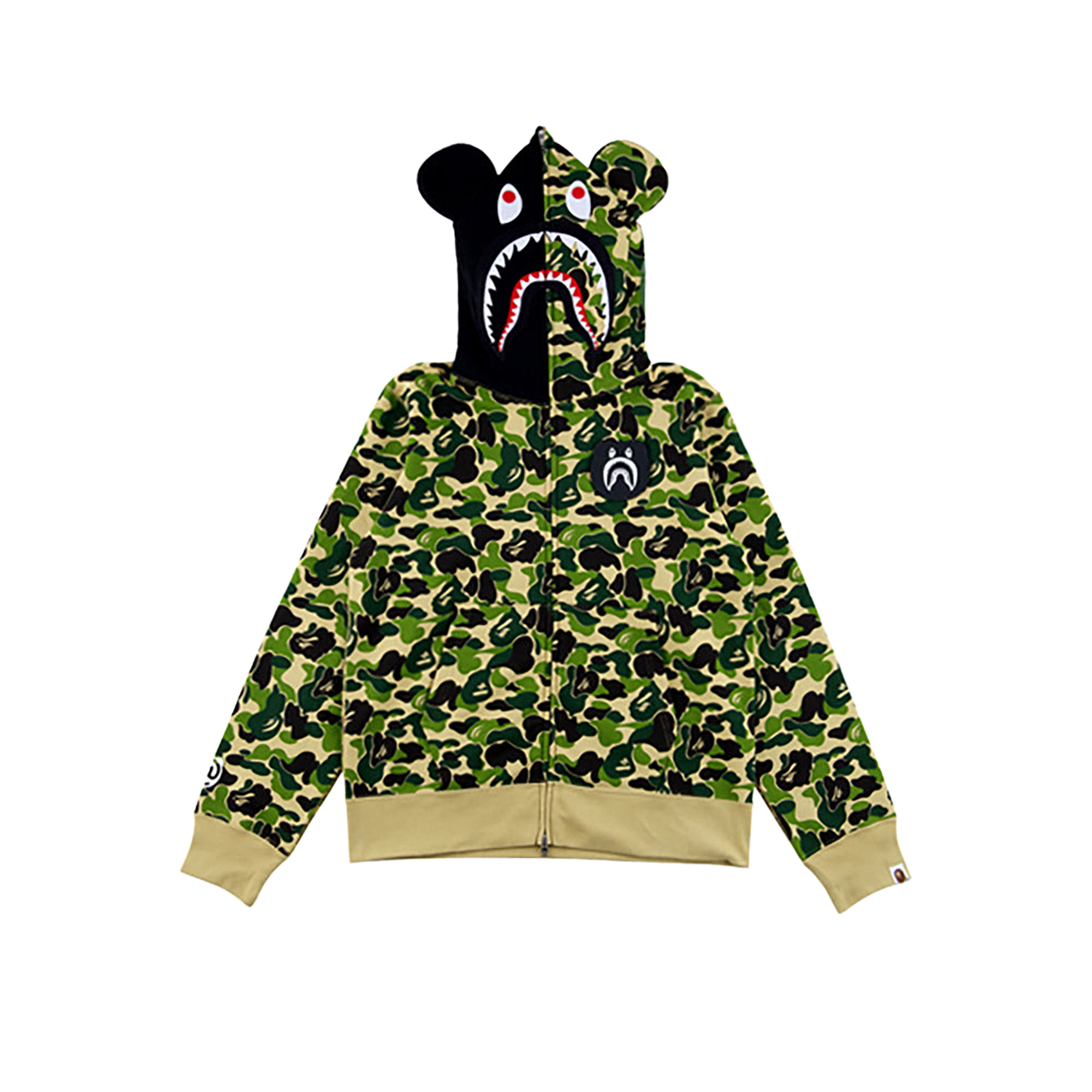 BAPE(R) CAMO SHARK BE@R FULL ZIP HOODIE (BLACK/GRAY/CAMO)