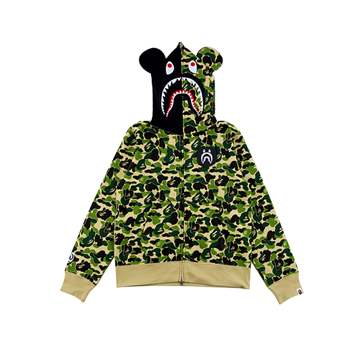 BAPE(R) CAMO SHARK BE@R FULL ZIP HOODIE (BLACK/GRAY/CAMO)