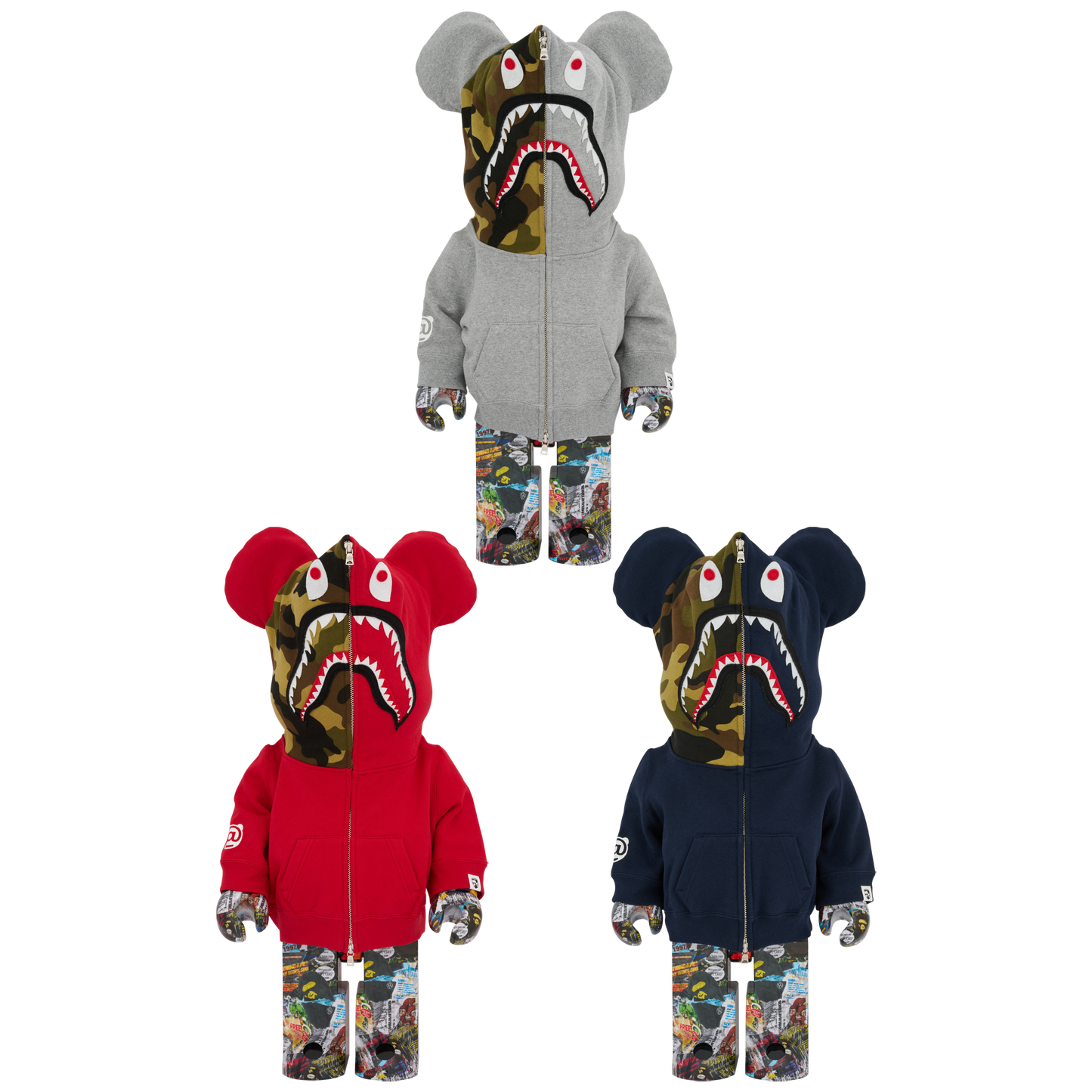 BE@RBRICK BAPE(R) LEGACY CAMO SHARK GRAY／RED／NAVY 1000％
