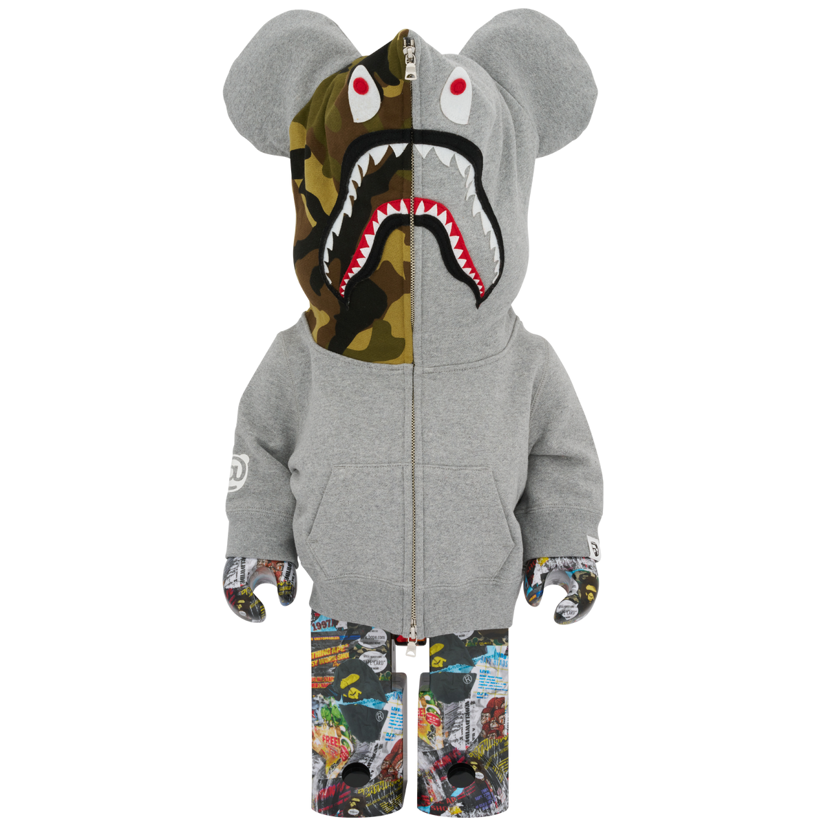 BE@RBRICK BAPE(R) LEGACY CAMO SHARK GRAY／RED／NAVY 1000％
