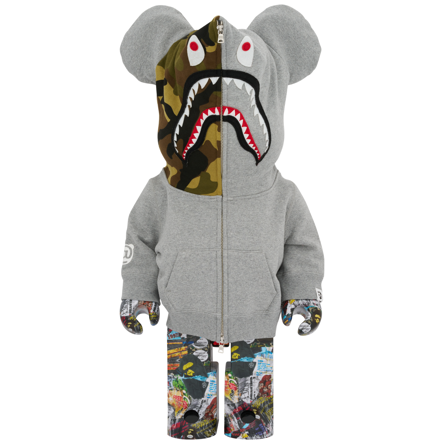 BE@RBRICK BAPE(R) LEGACY CAMO SHARK GRAY／RED／NAVY 1000％

