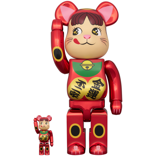 BE@RBRICK Maneki Neko Peko-chan old Fortune Double coin Plum pink gold Plating 100% & 400%
