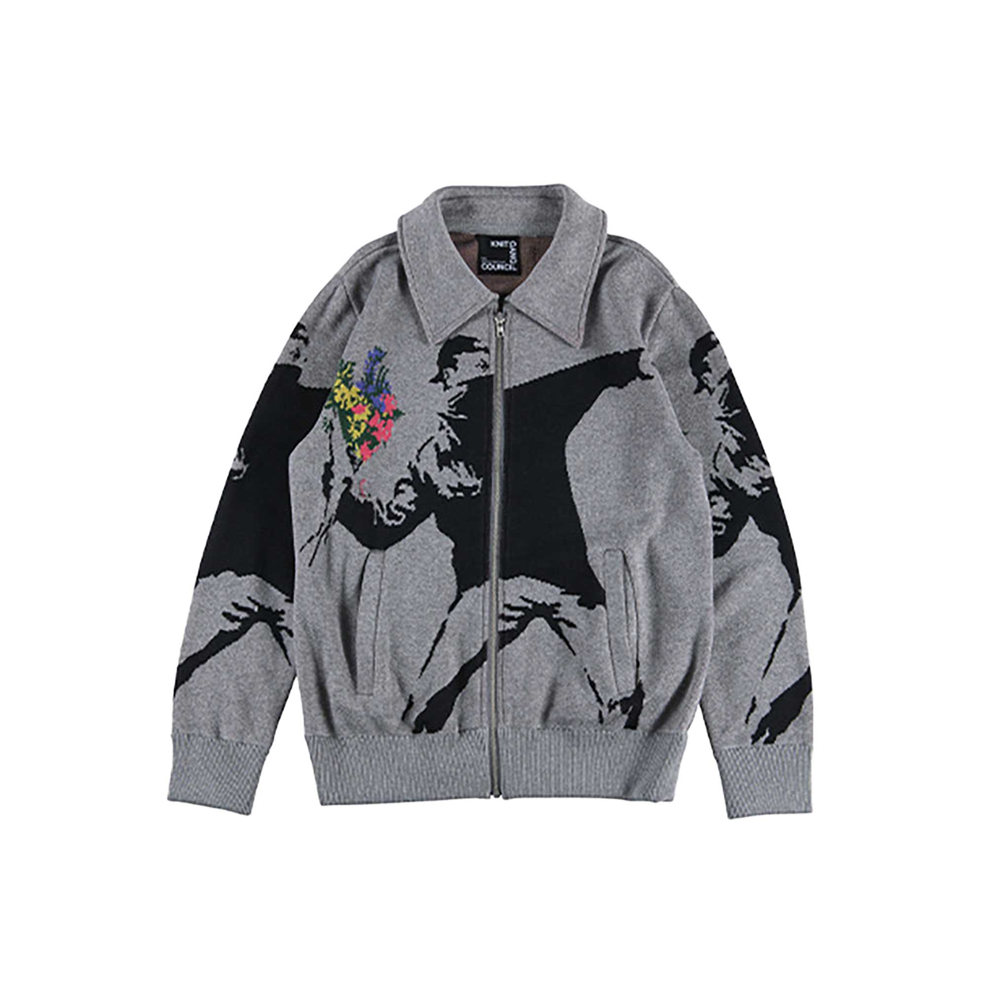KNIT GANG COUNCIL "BRANDALISM"KNIT BLOUSON "FLOWER BOMBER"