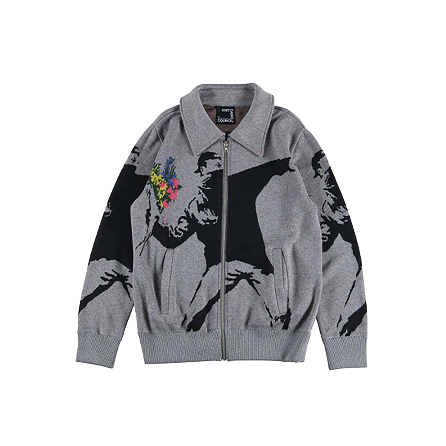 KNIT GANG COUNCIL "BRANDALISM"KNIT BLOUSON "FLOWER BOMBER"