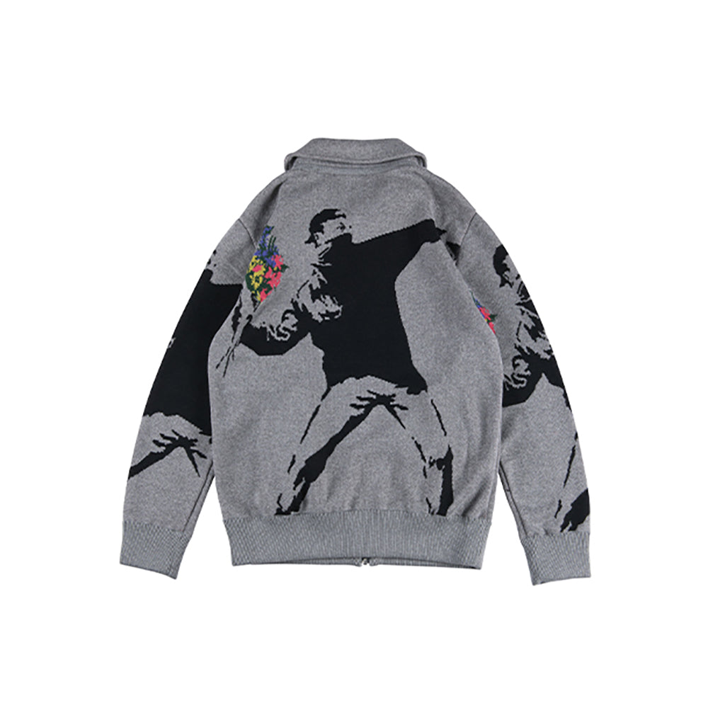 KNIT GANG COUNCIL "BRANDALISM"KNIT BLOUSON "FLOWER BOMBER"_1