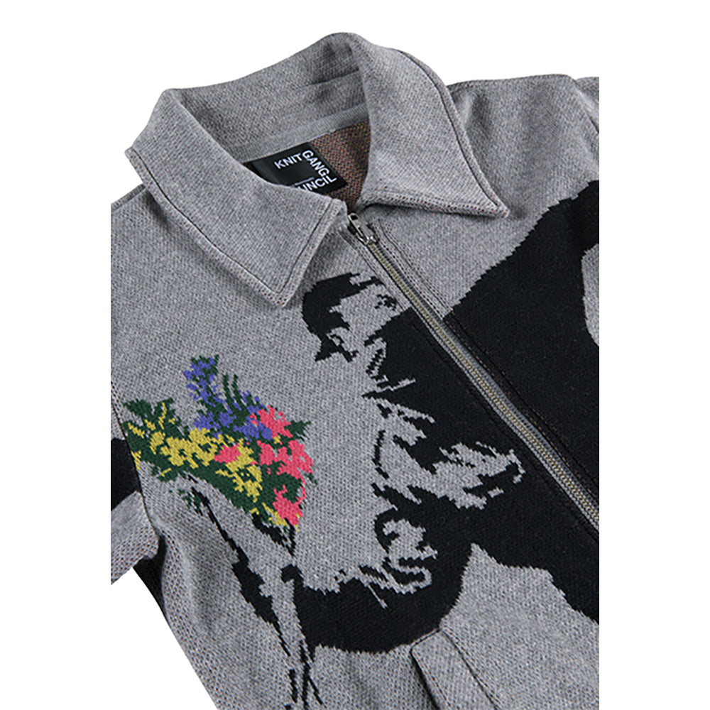 KNIT GANG COUNCIL "BRANDALISM"KNIT BLOUSON "FLOWER BOMBER"_2