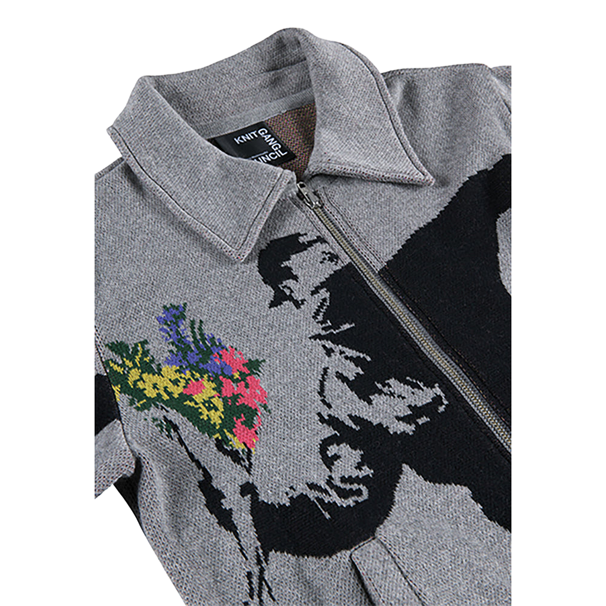 KNIT GANG COUNCIL "BRANDALISM"KNIT BLOUSON "FLOWER BOMBER"