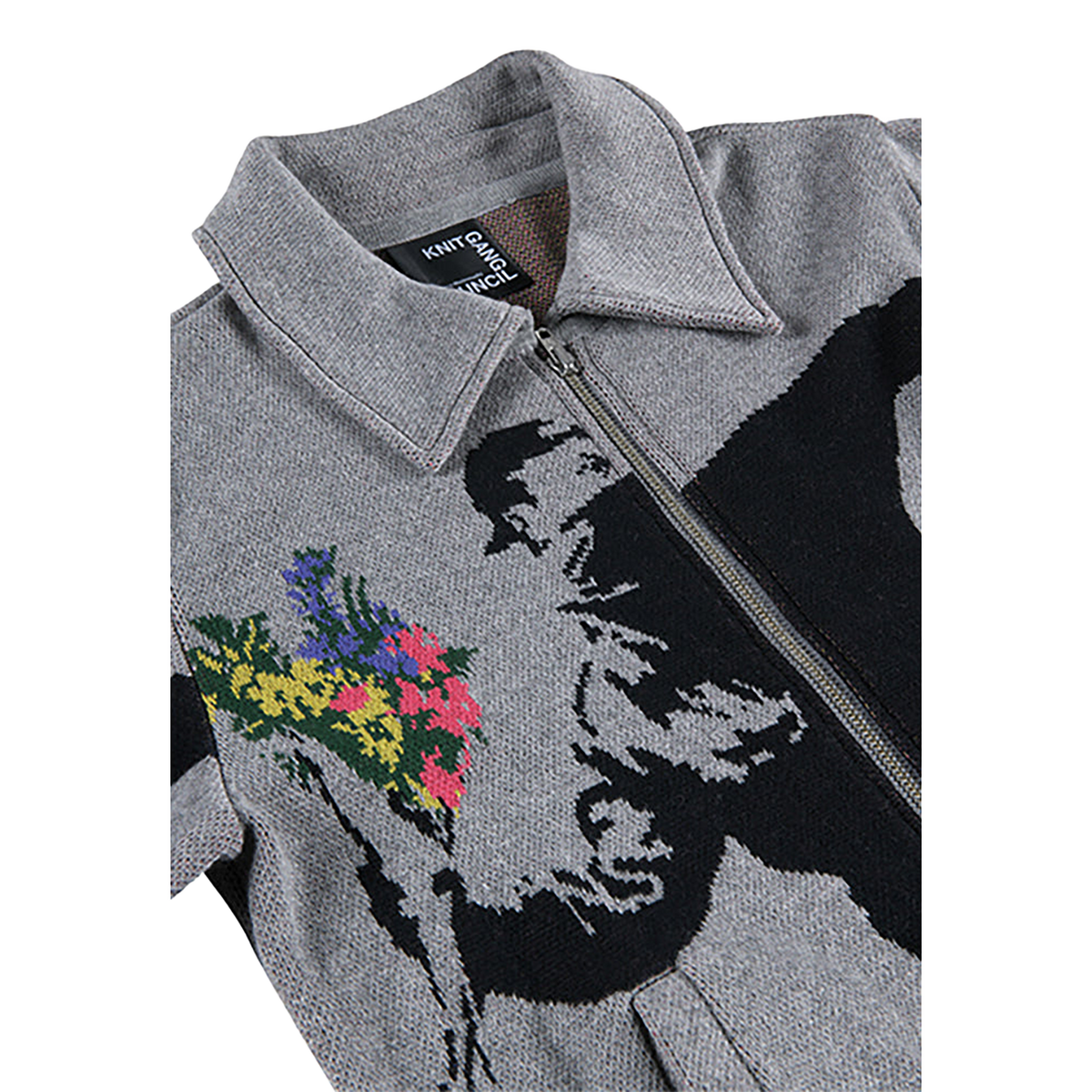 KNIT GANG COUNCIL "BRANDALISM"KNIT BLOUSON "FLOWER BOMBER"