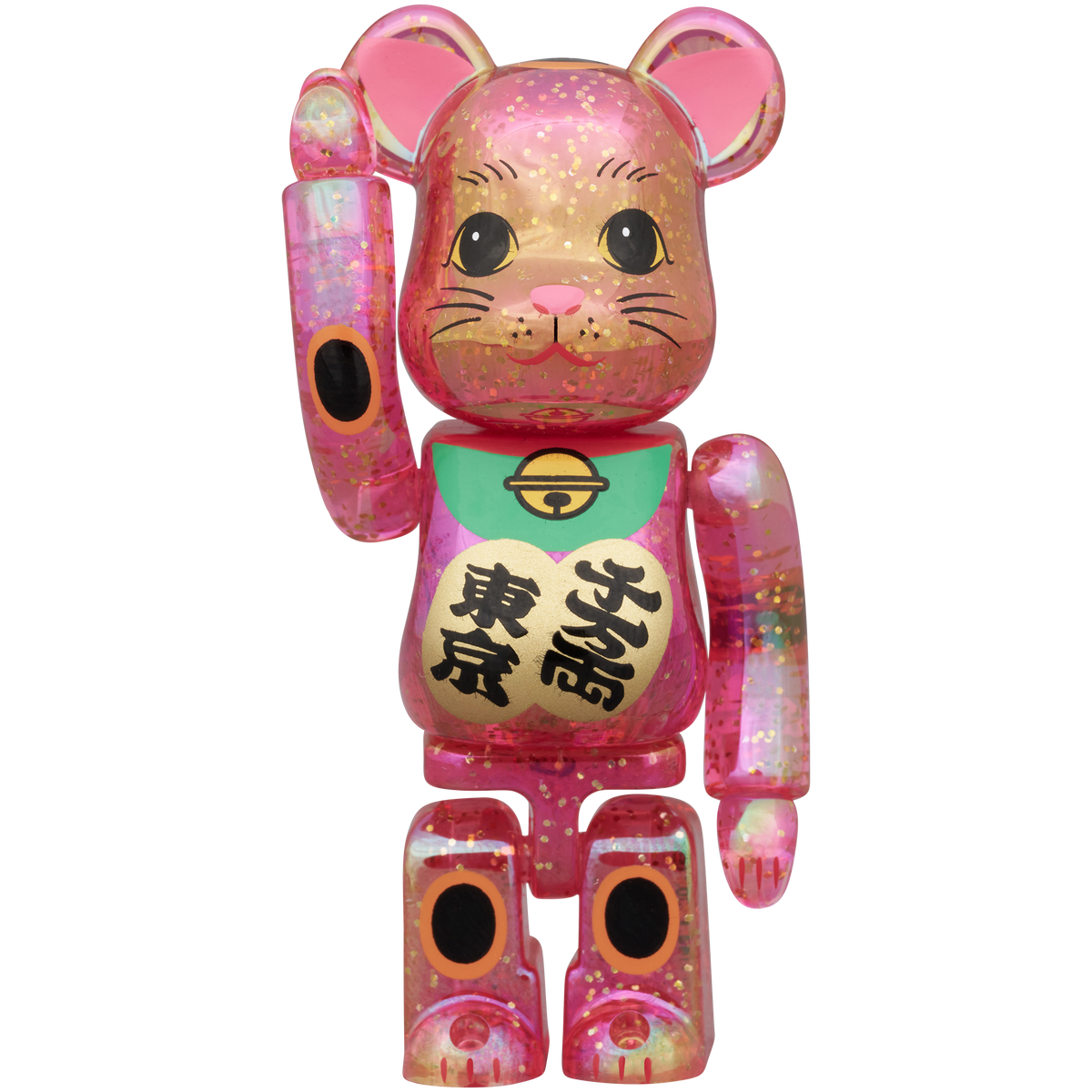 BE@RBRICK 招き猫 千万両・東京 桃色透明メッキ 桜吹雪 100％ & 400％_1