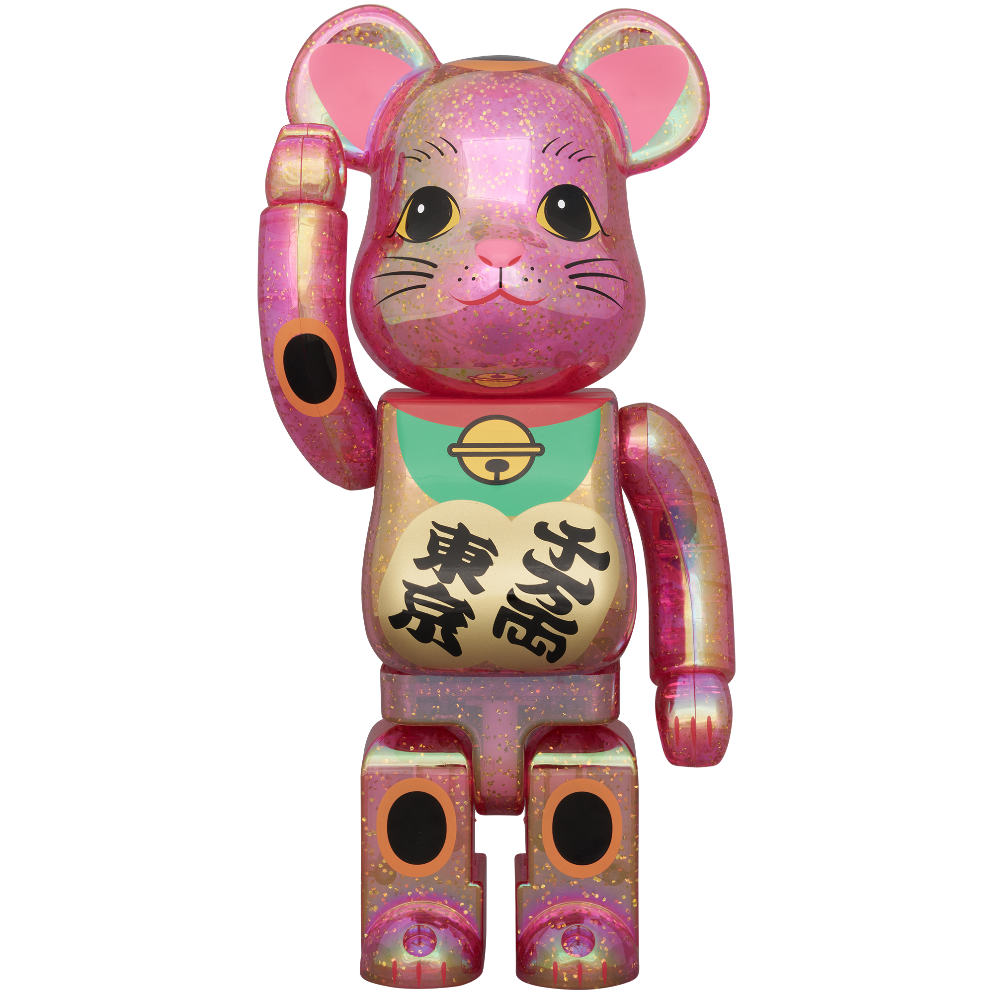BE@RBRICK 招き猫 千万両・東京 桃色透明メッキ 桜吹雪 100％ & 400％_2