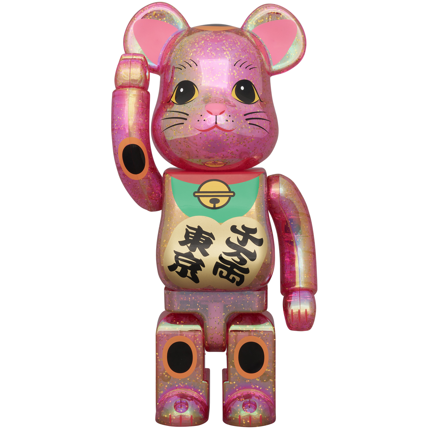 BE@RBRICK 招き猫 千万両・東京 桃色透明メッキ 桜吹雪 100％ & 400％_2