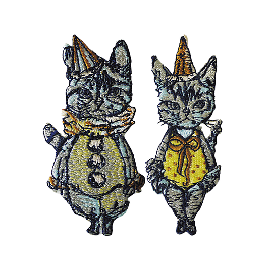 gris gris des BONBON オリジナル刺繍ワッペン／カードセット 猫の案内人（2個セット）（刺繍ワッペン、カード1枚、封筒1枚）