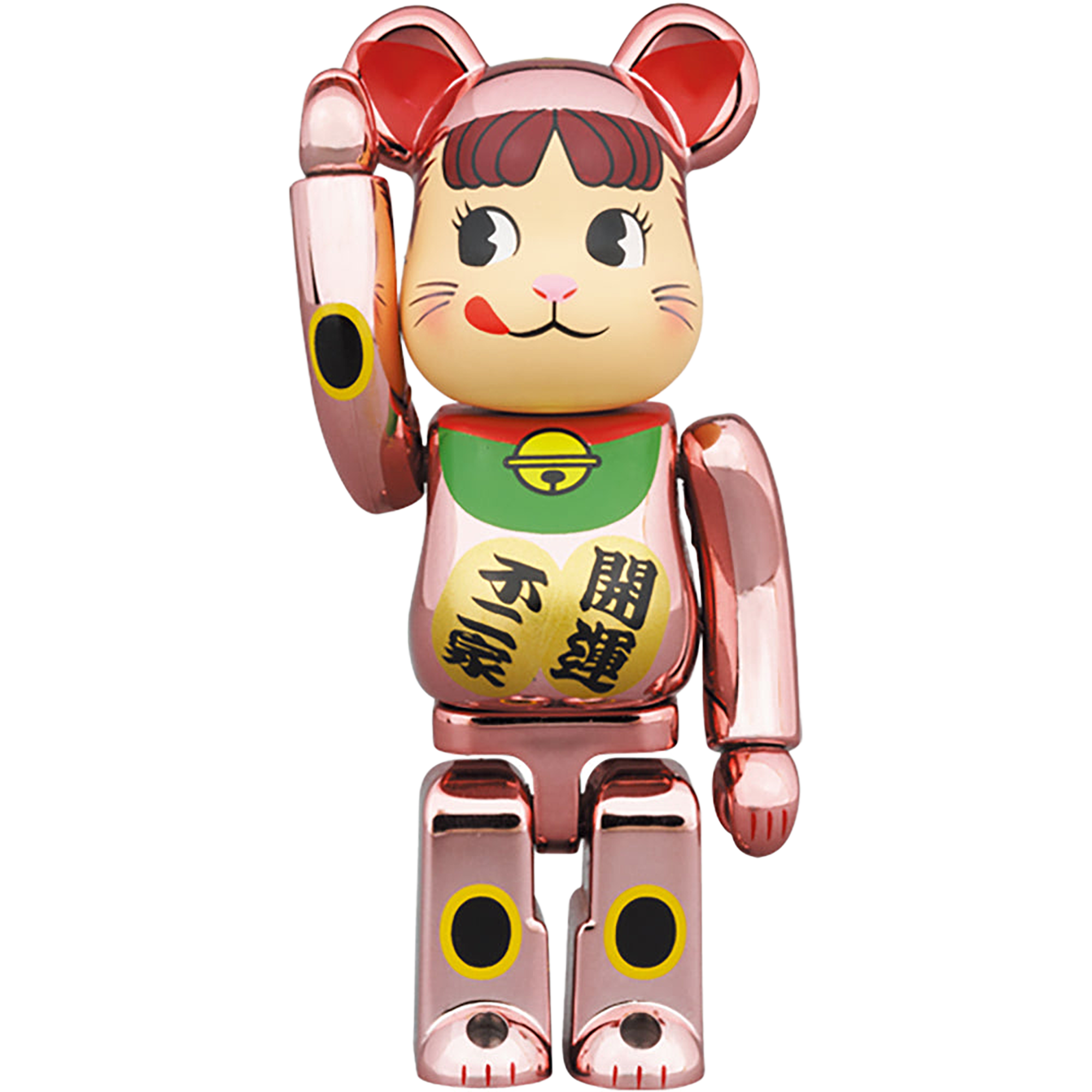 BE@RBRICK 招き猫 ペコちゃん 桃金メッキ 100％ & 400％