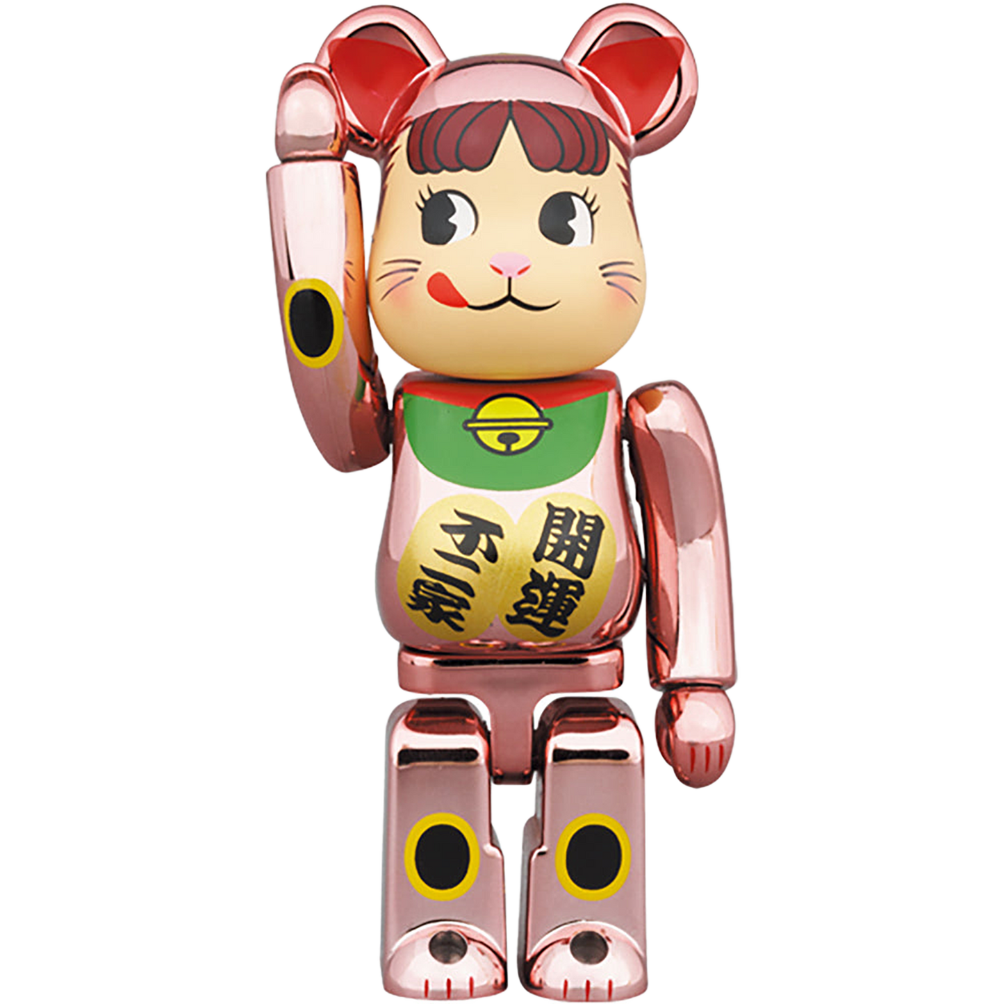 BE@RBRICK 招き猫 ペコちゃん 桃金メッキ 100％ & 400％