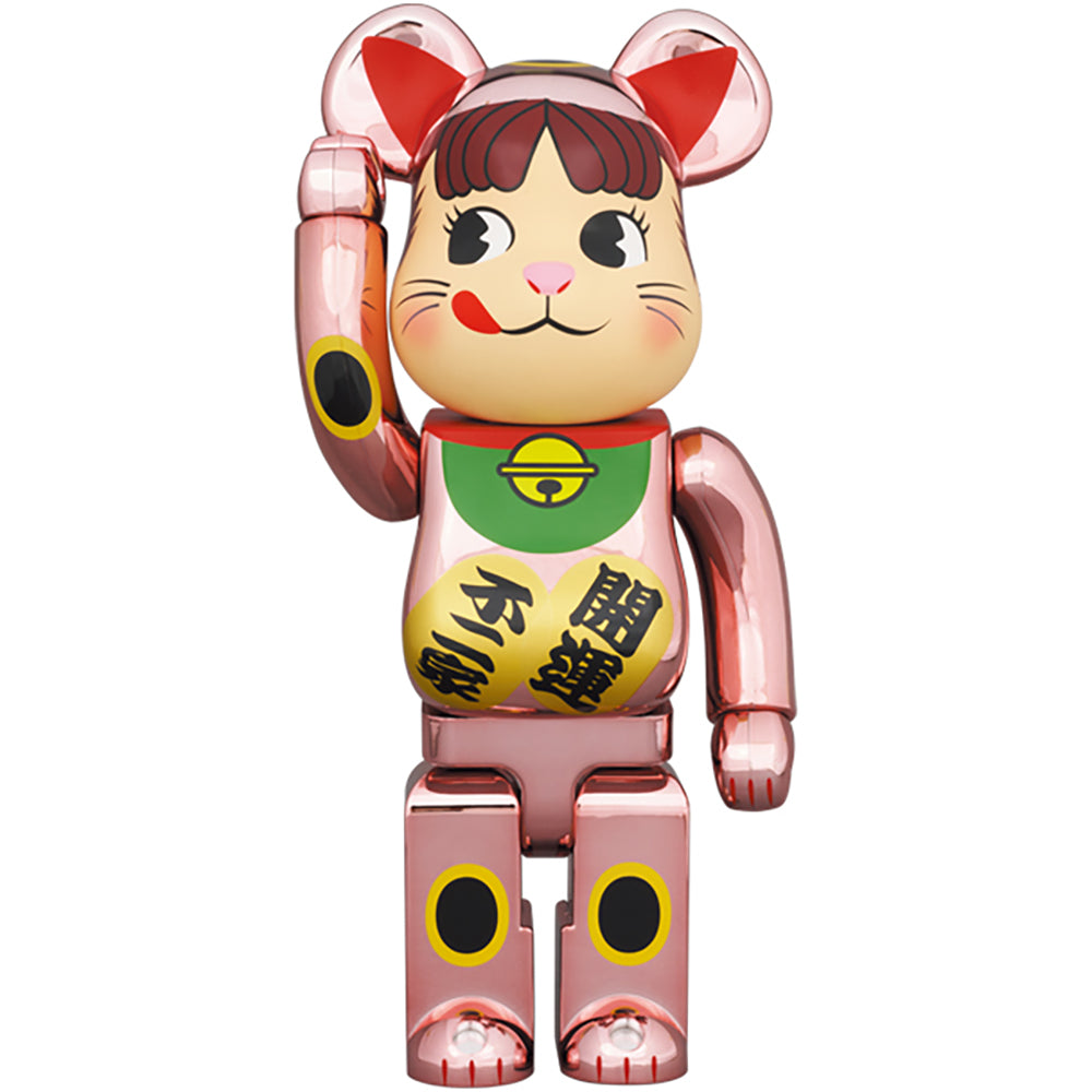 BE@RBRICK 招き猫 ペコちゃん 桃金メッキ 100％ & 400％_2