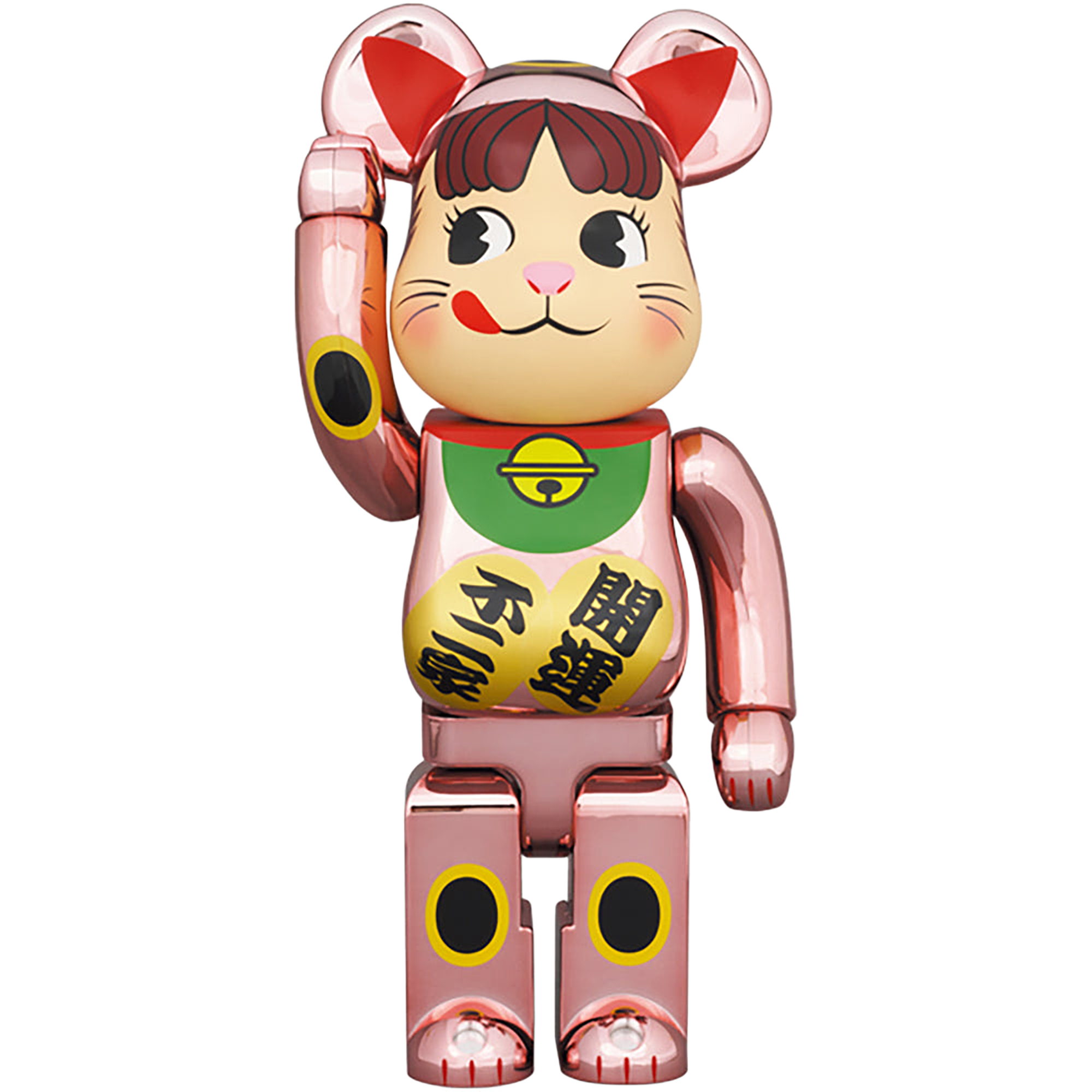 BE@RBRICK 招き猫 ペコちゃん 桃金メッキ 100％ & 400％