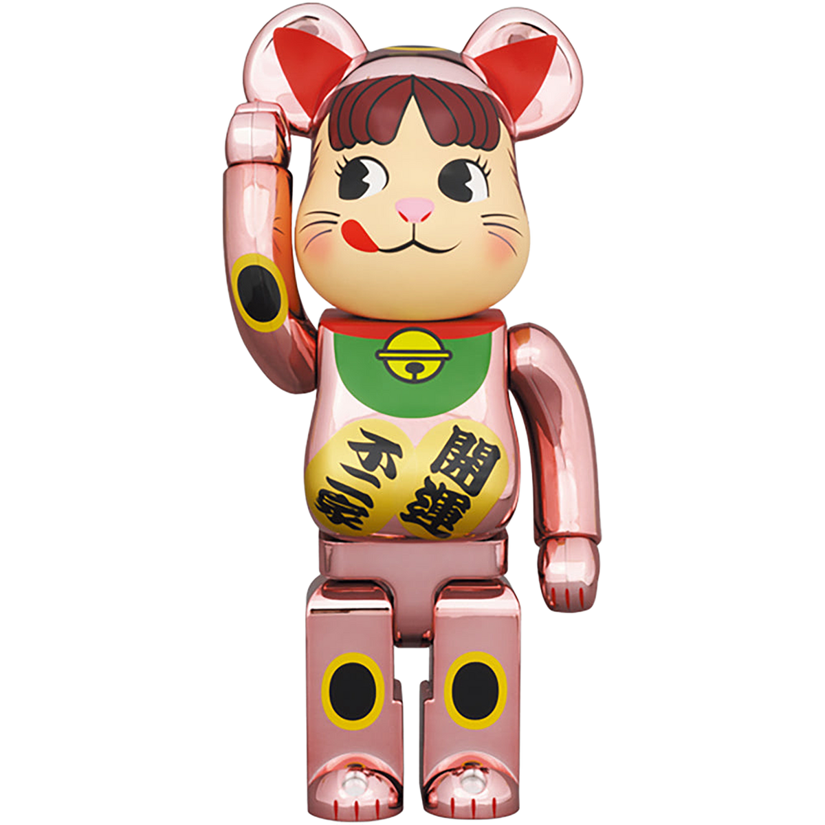 BE@RBRICK 招き猫 ペコちゃん 桃金メッキ 100％ & 400％