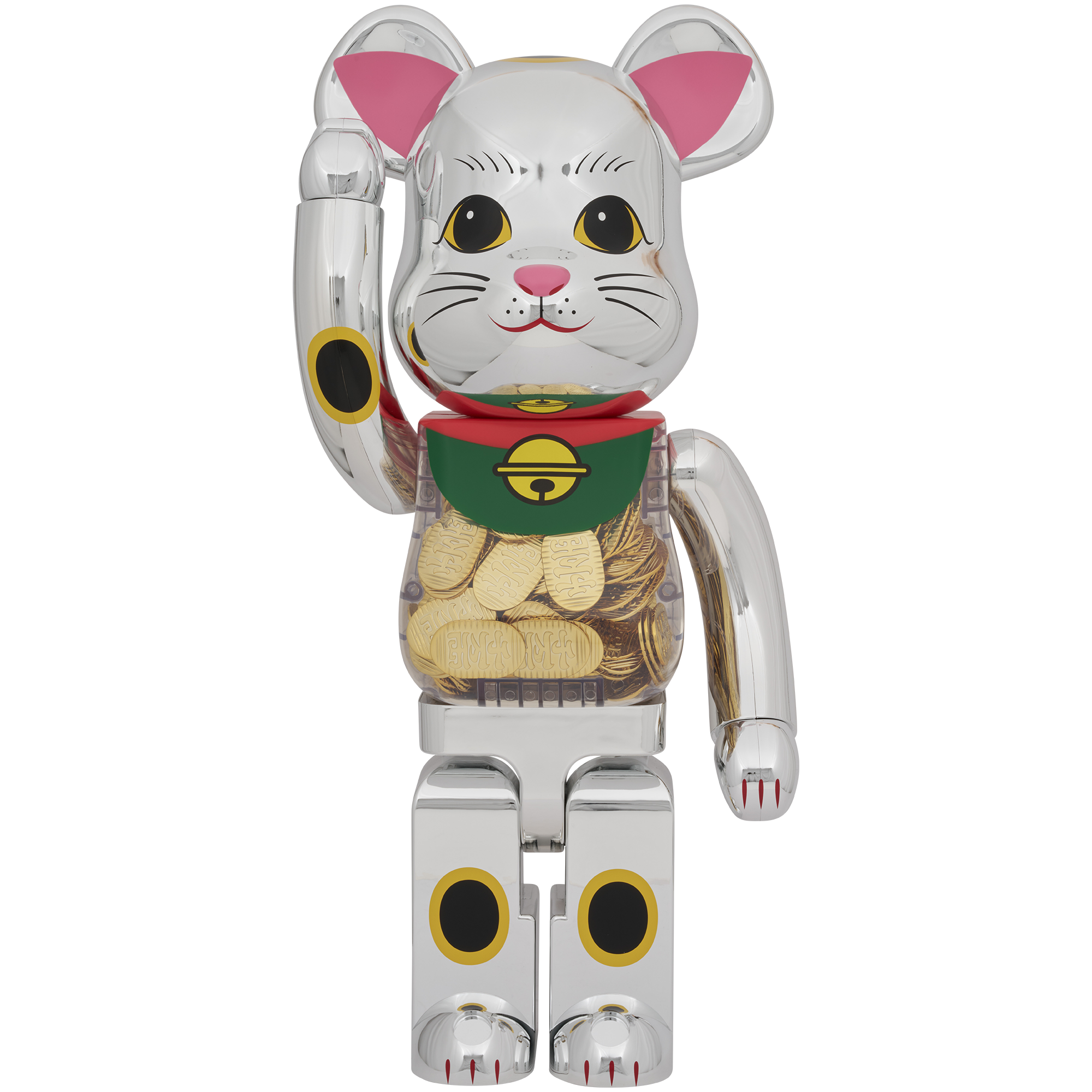 BE@RBRICK 招き猫 小判 千万両 銀メッキ 1000％_0