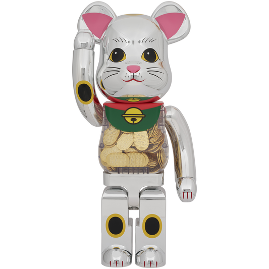 BE@RBRICK 招き猫 小判 千万両 銀メッキ 1000％_0