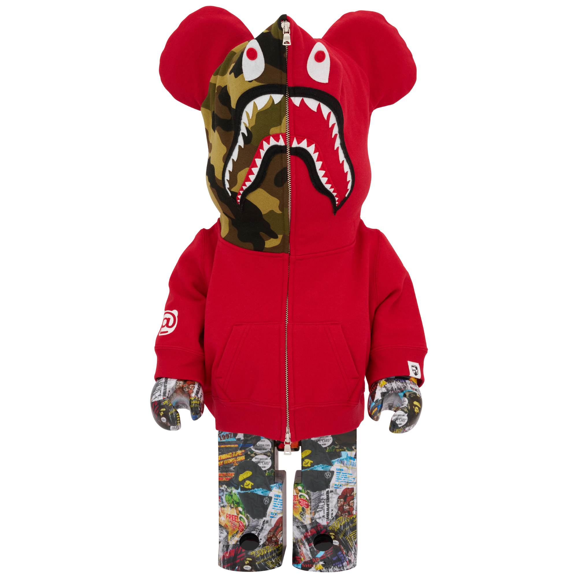 BE@RBRICK BAPE(R) LEGACY CAMO SHARK GRAY／RED／NAVY 1000％
