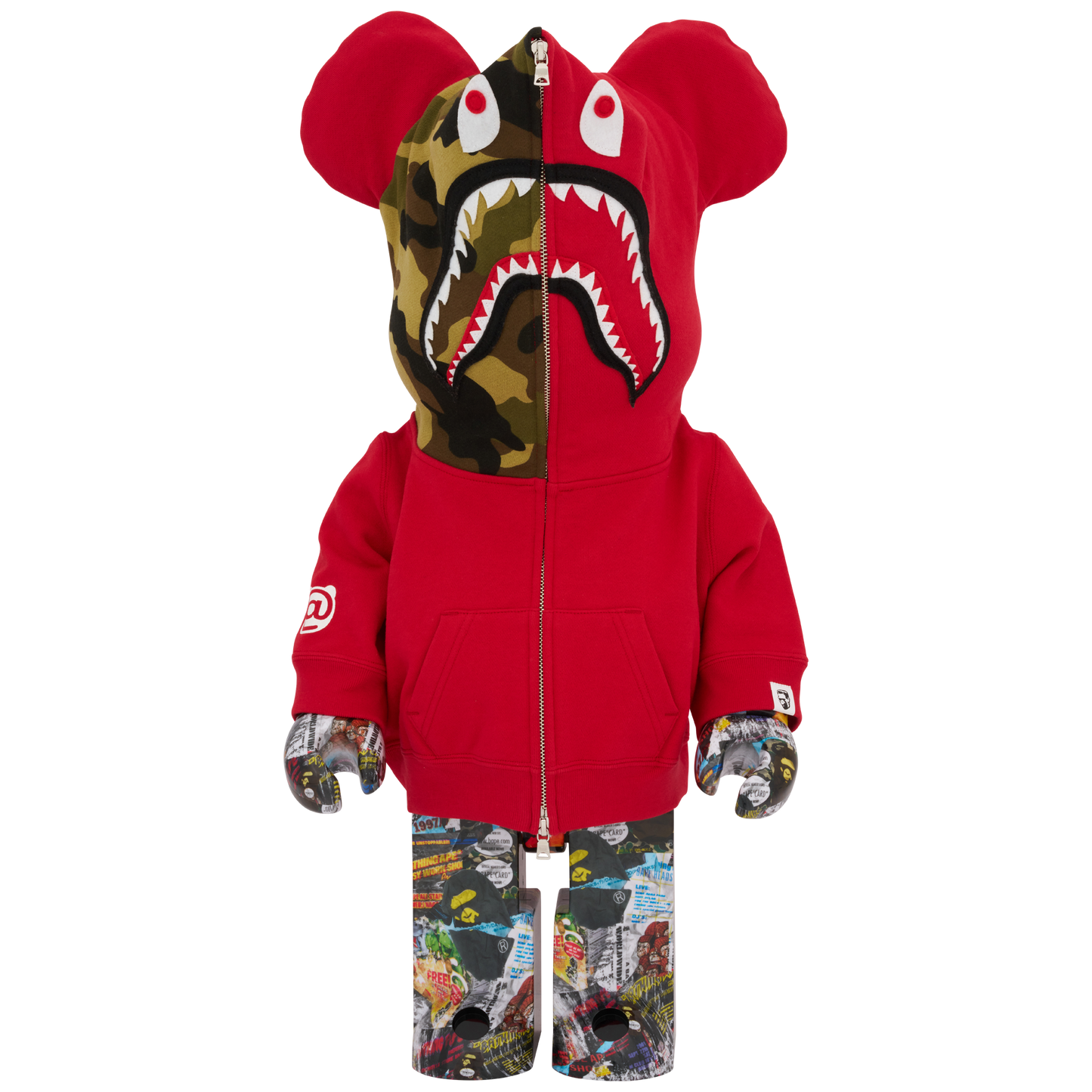 BE@RBRICK BAPE(R) LEGACY CAMO SHARK GRAY／RED／NAVY 1000％
