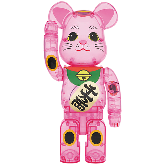 BE@RBRICK 招财猫粉色透明 400%