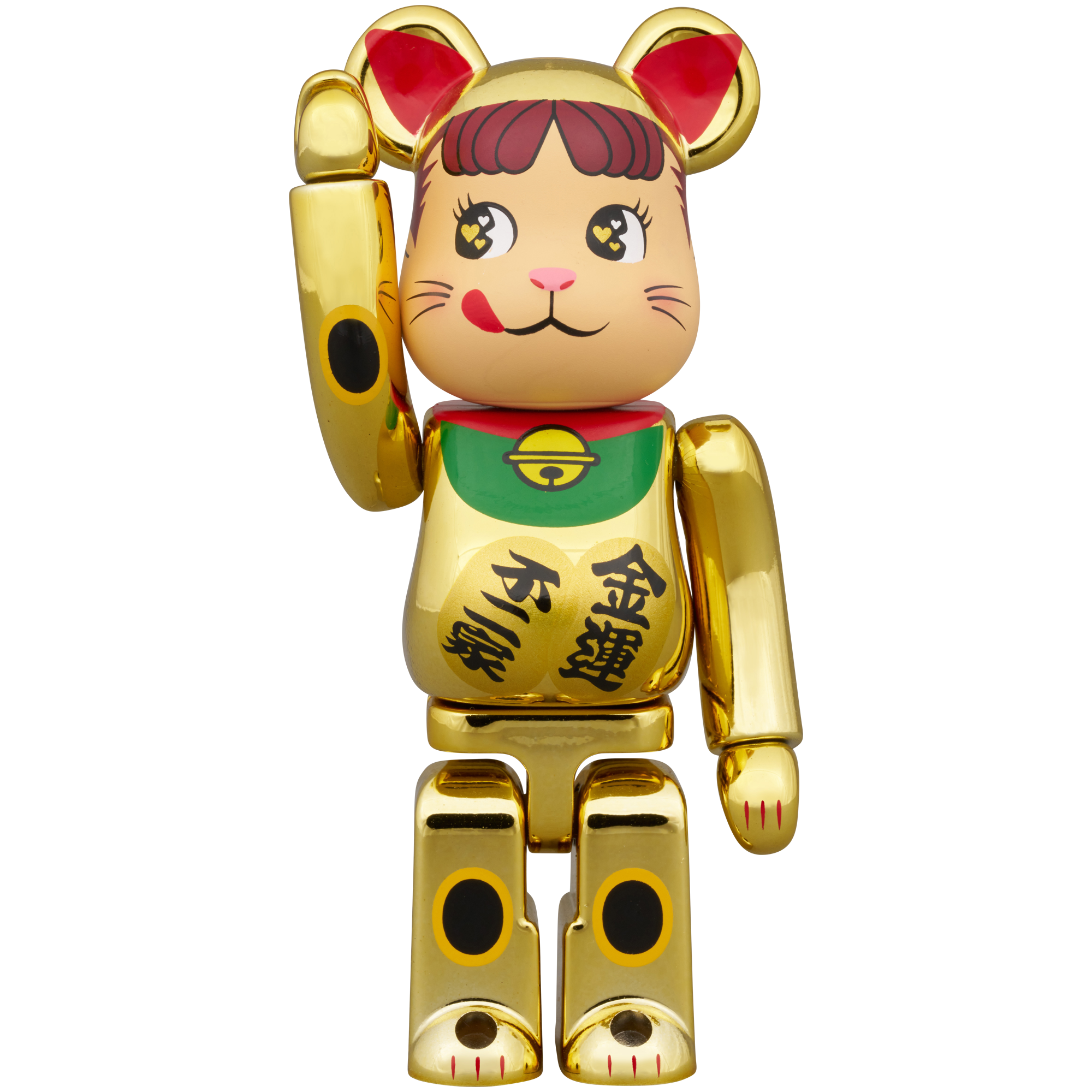 BE@RBRICK 招き猫 ペコちゃん 金運 ダブル小判 金メッキ 100％ & 400